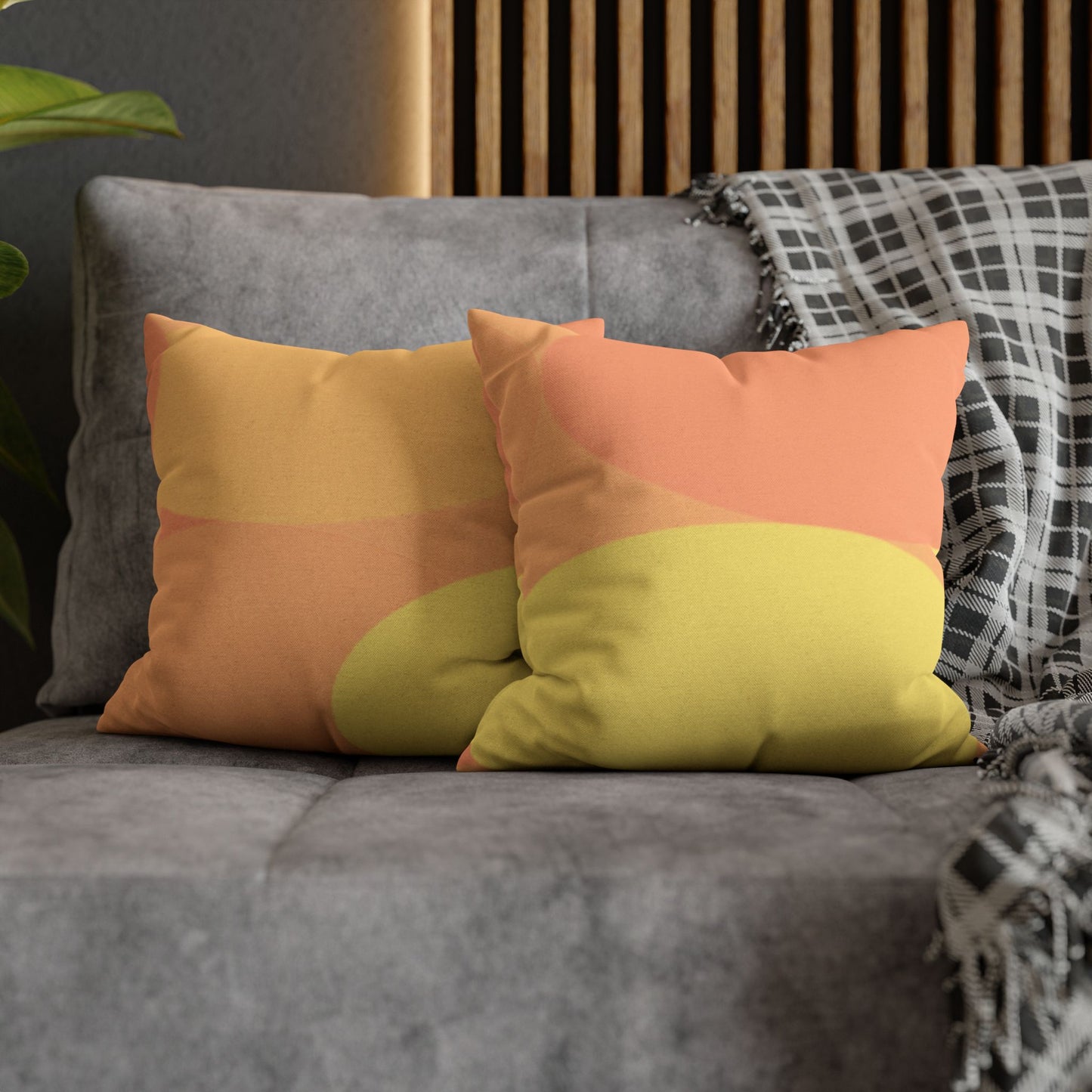 Pastel Bright Oranges Patches Spun Polyester Square Pillowcase, 14" x 14"