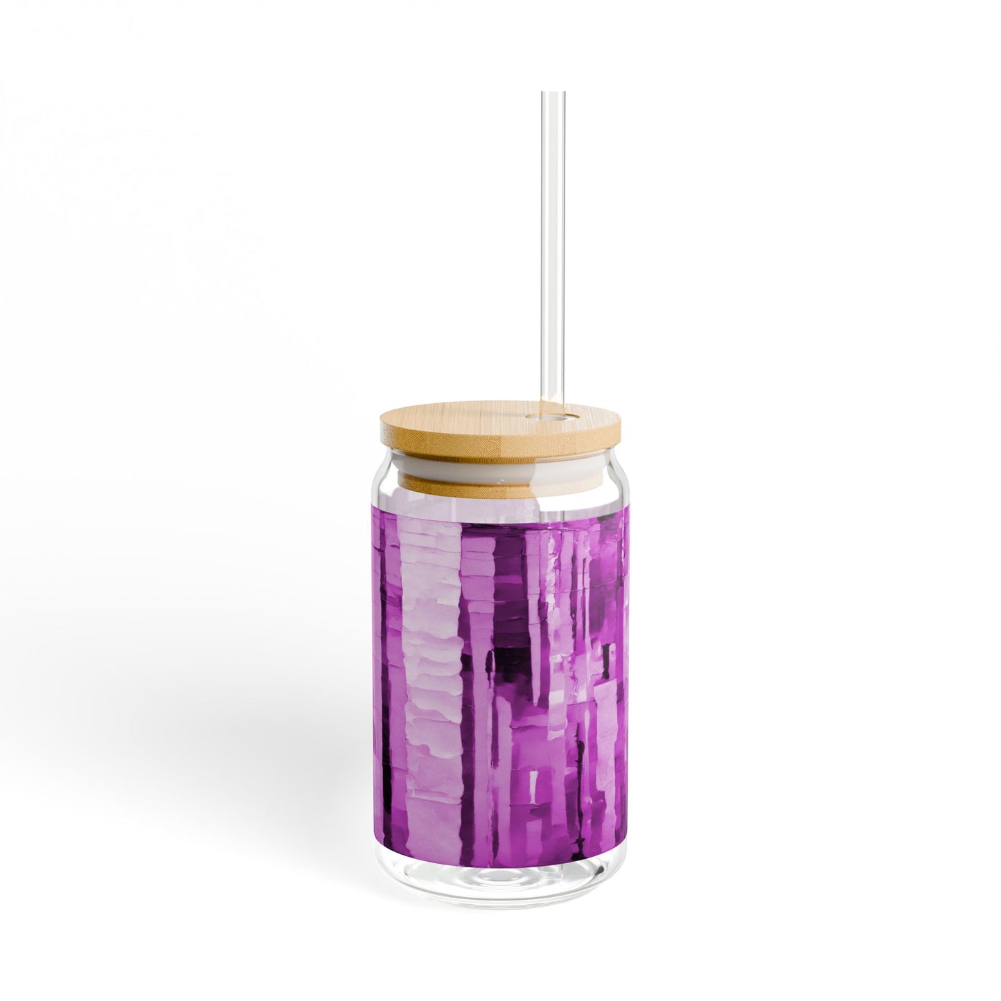 Striped Powder Lavender Sipper Glass, 16oz