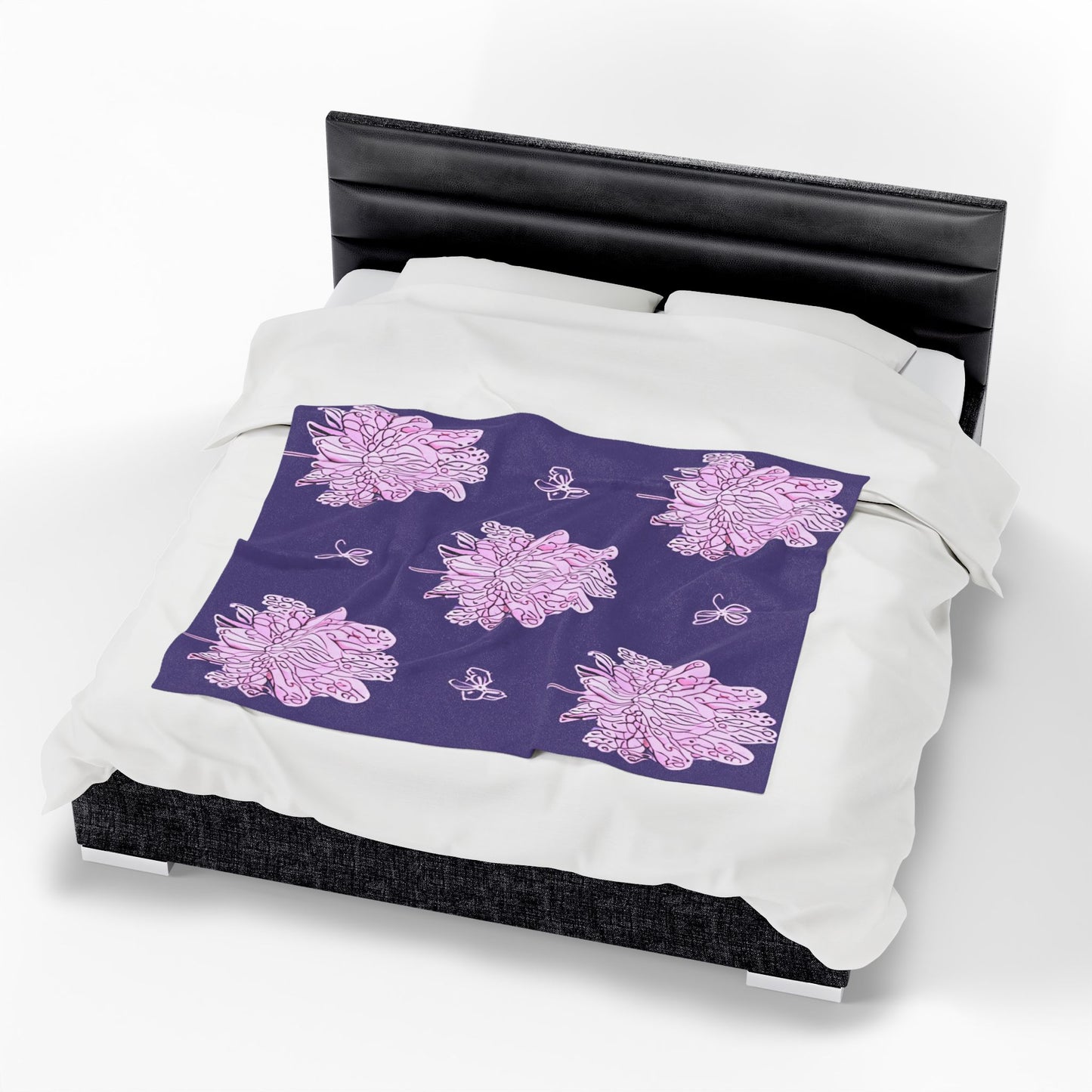 Magenta Floral Butterflies Velveteen Plush Blanket, 50" x 60"