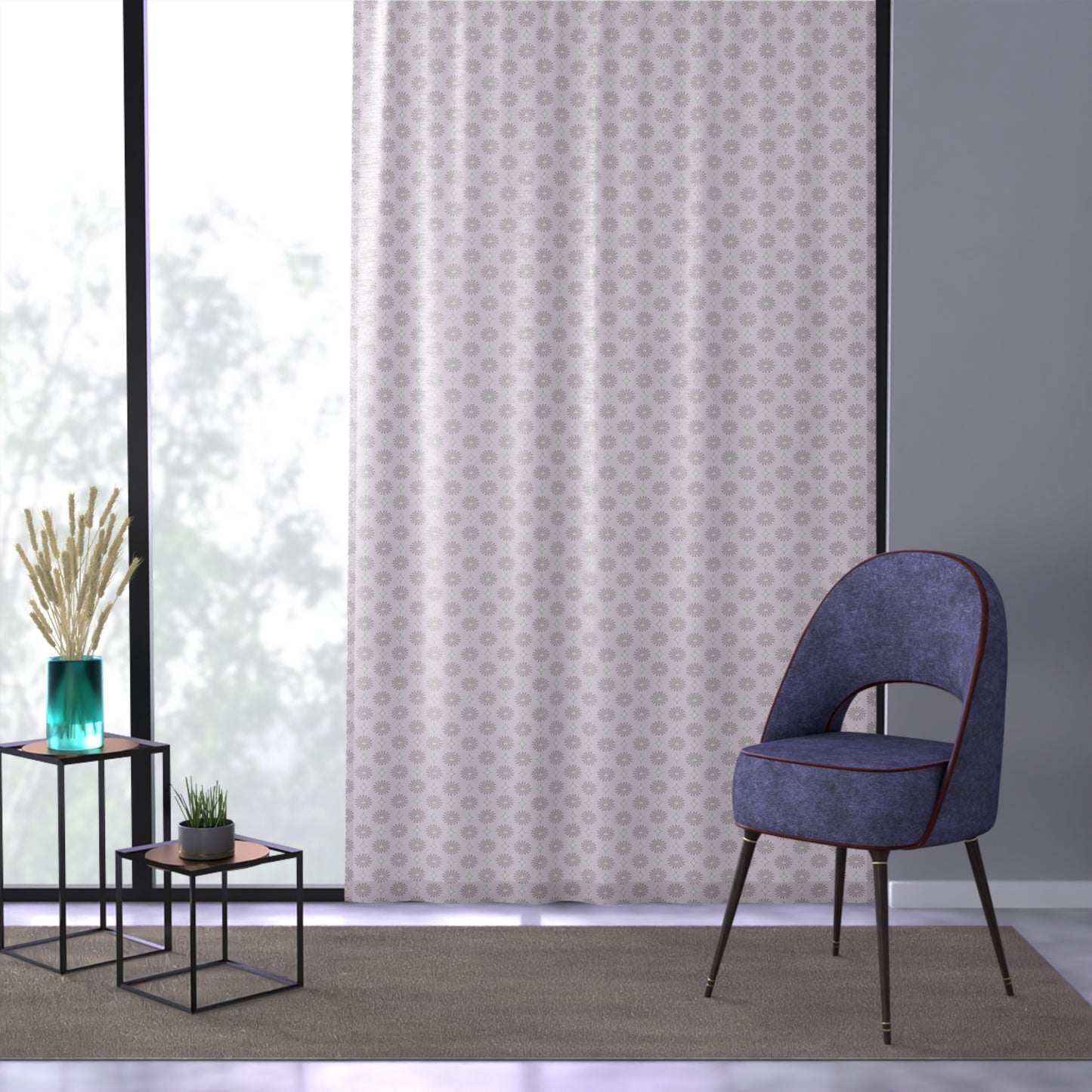Pink Mornings Star-crossed Bodies Sheer Window Curtain, 50" x 84", partially transparent