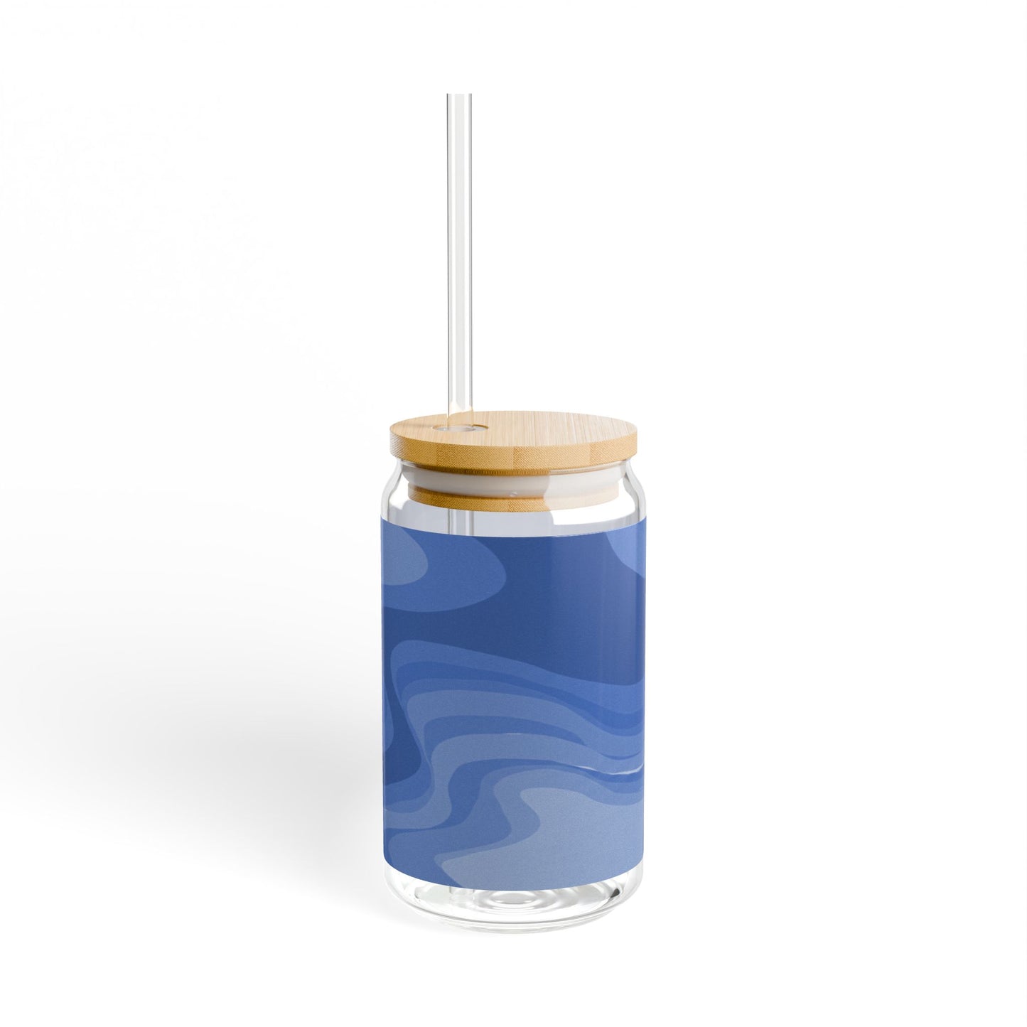 Deep Blue Wavey Sipper Glass, 16oz
