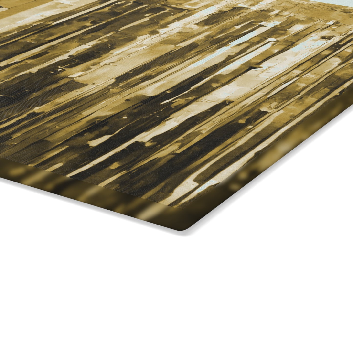 Striped Light Brown 11" x 15" Glass Cutting Board