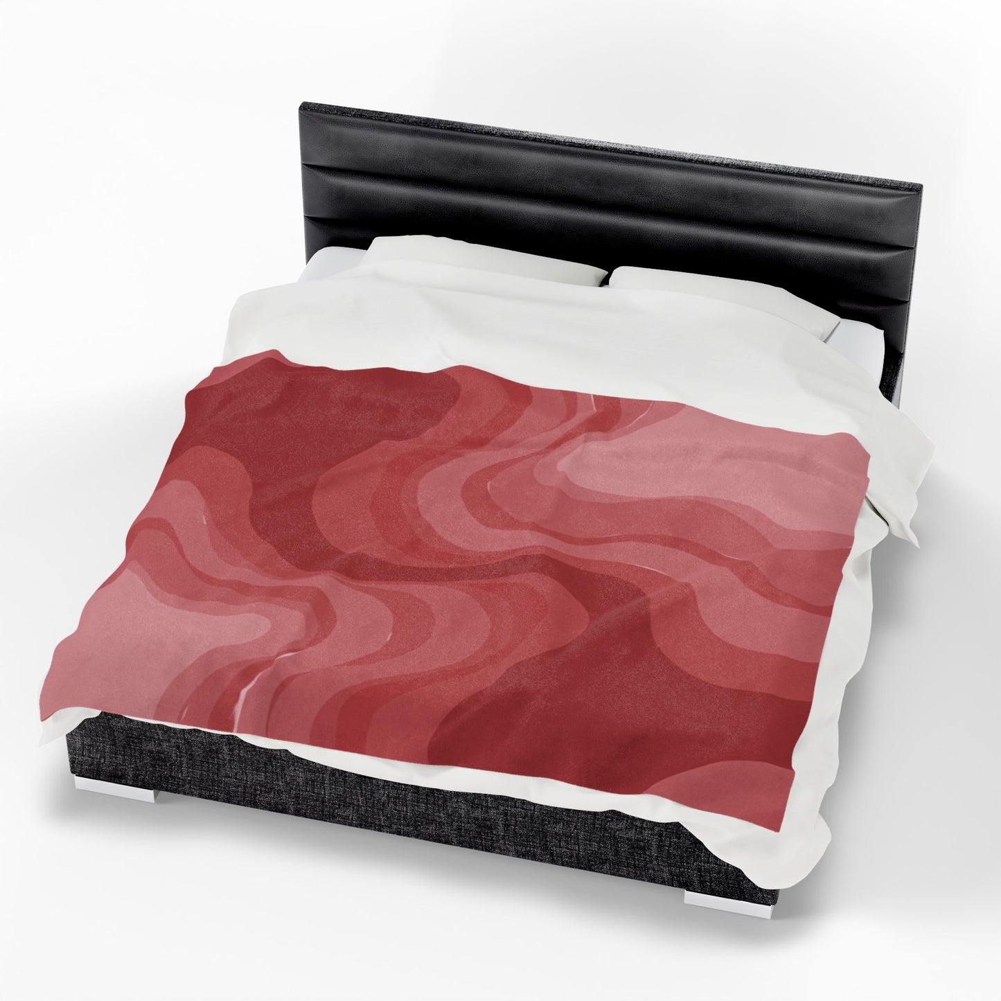 Power Red Wavey Velveteen Plush Blanket, 60" x 80"
