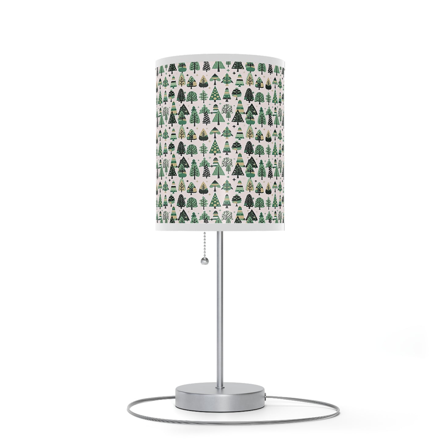 Mini Vintage Green Trees Table Lamp on a White or Silver Stand, US|CA plug