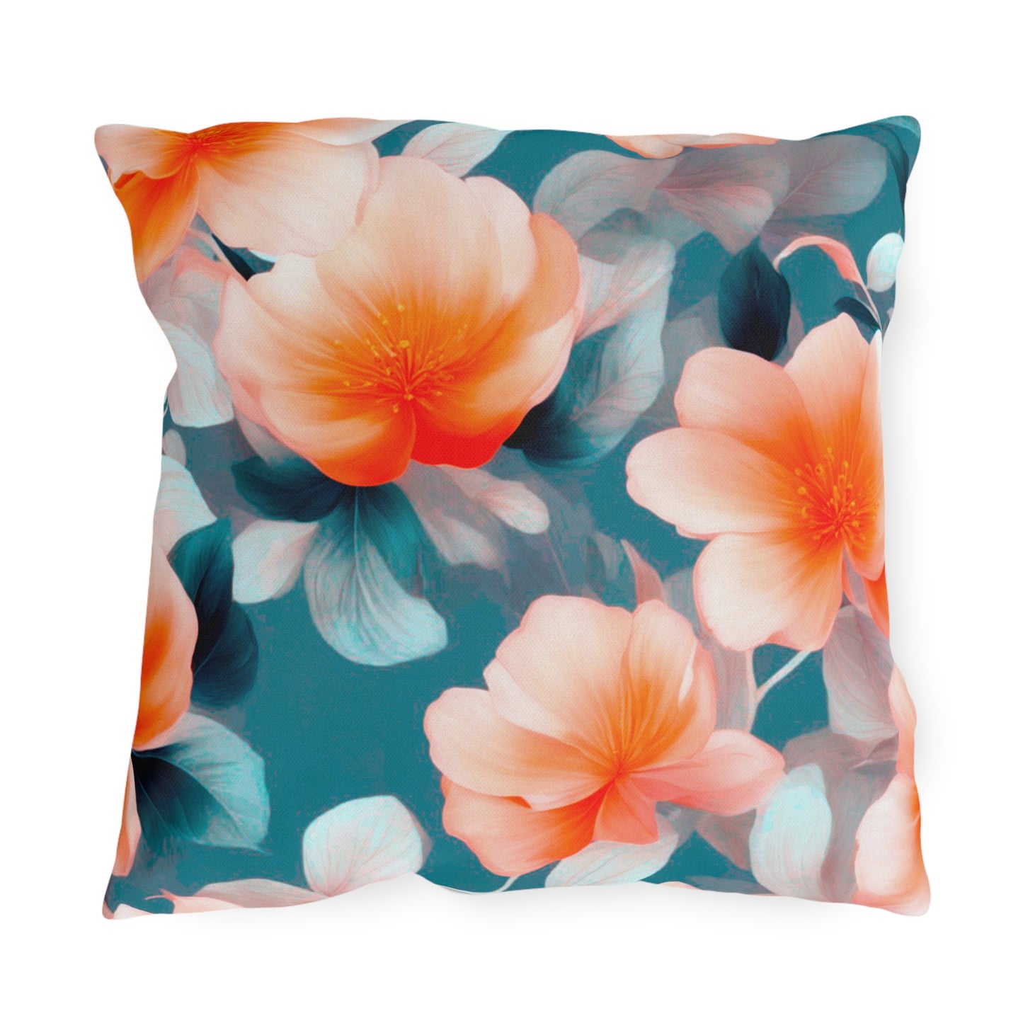 Orange Blossom Floral Bunch 18" x 18" Outdoor Pillow