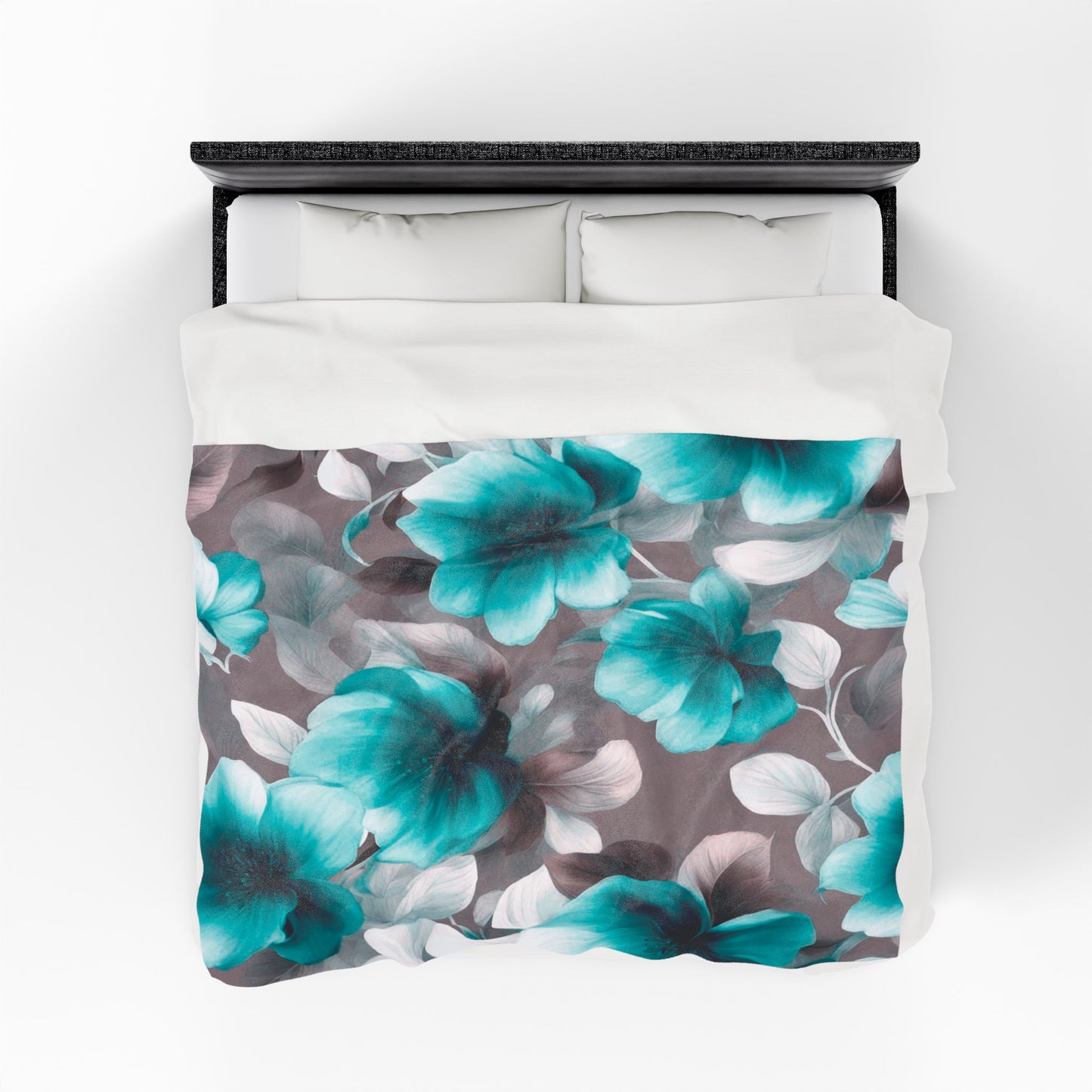 Tif Green Gray Floral Bunch Velveteen Plush Blanket, 60" x 80"