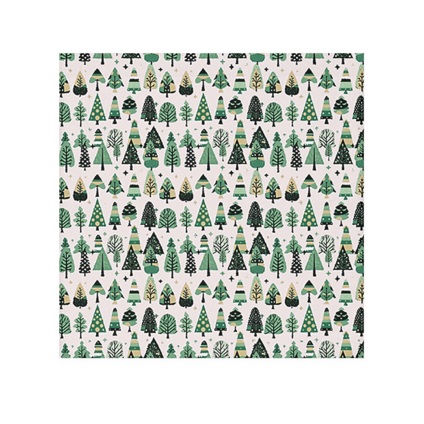 Mini Vintage Green Trees Face Towel, 13" x 13"