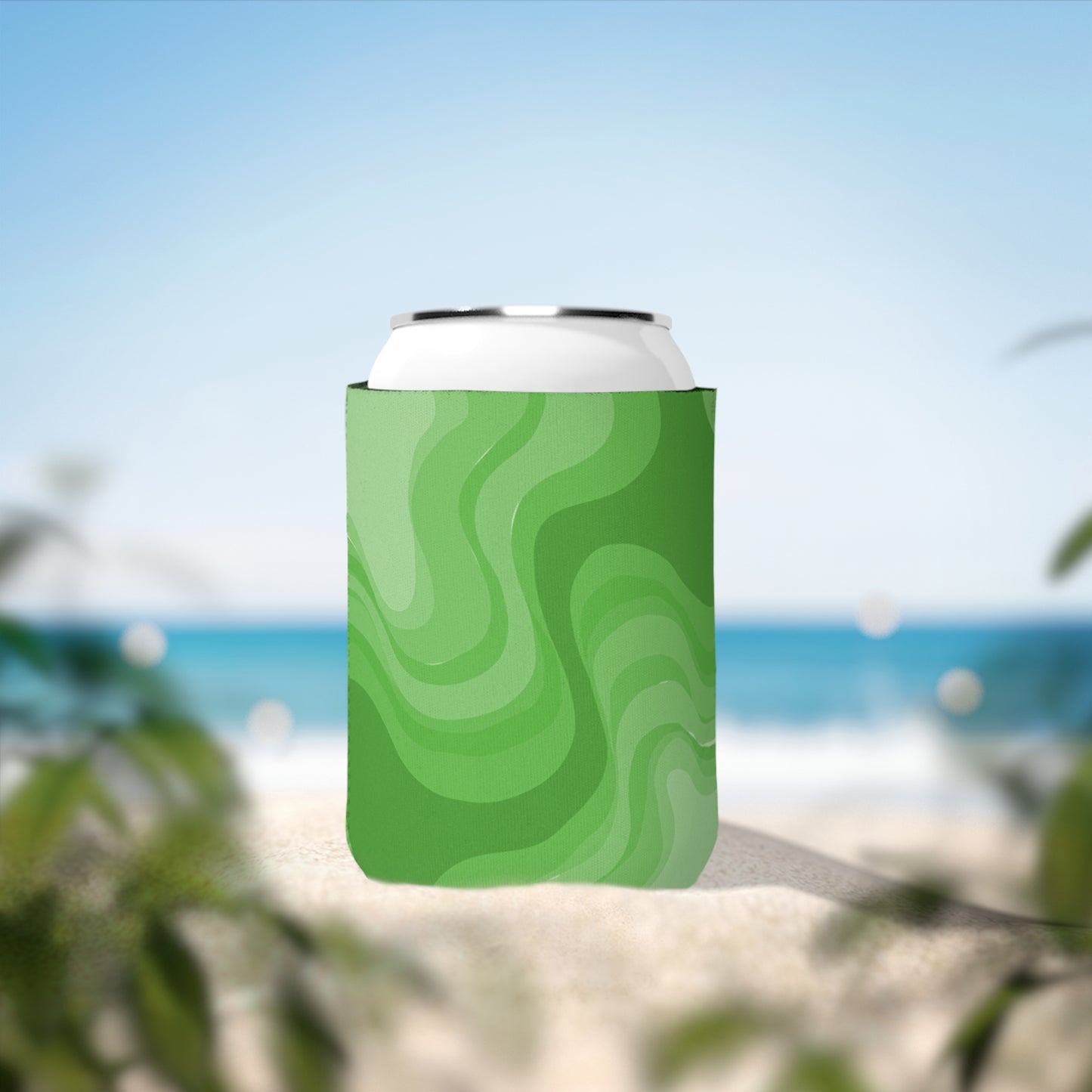 Greenie Meanie Wavey 12 oz Can Cooler Sleeve