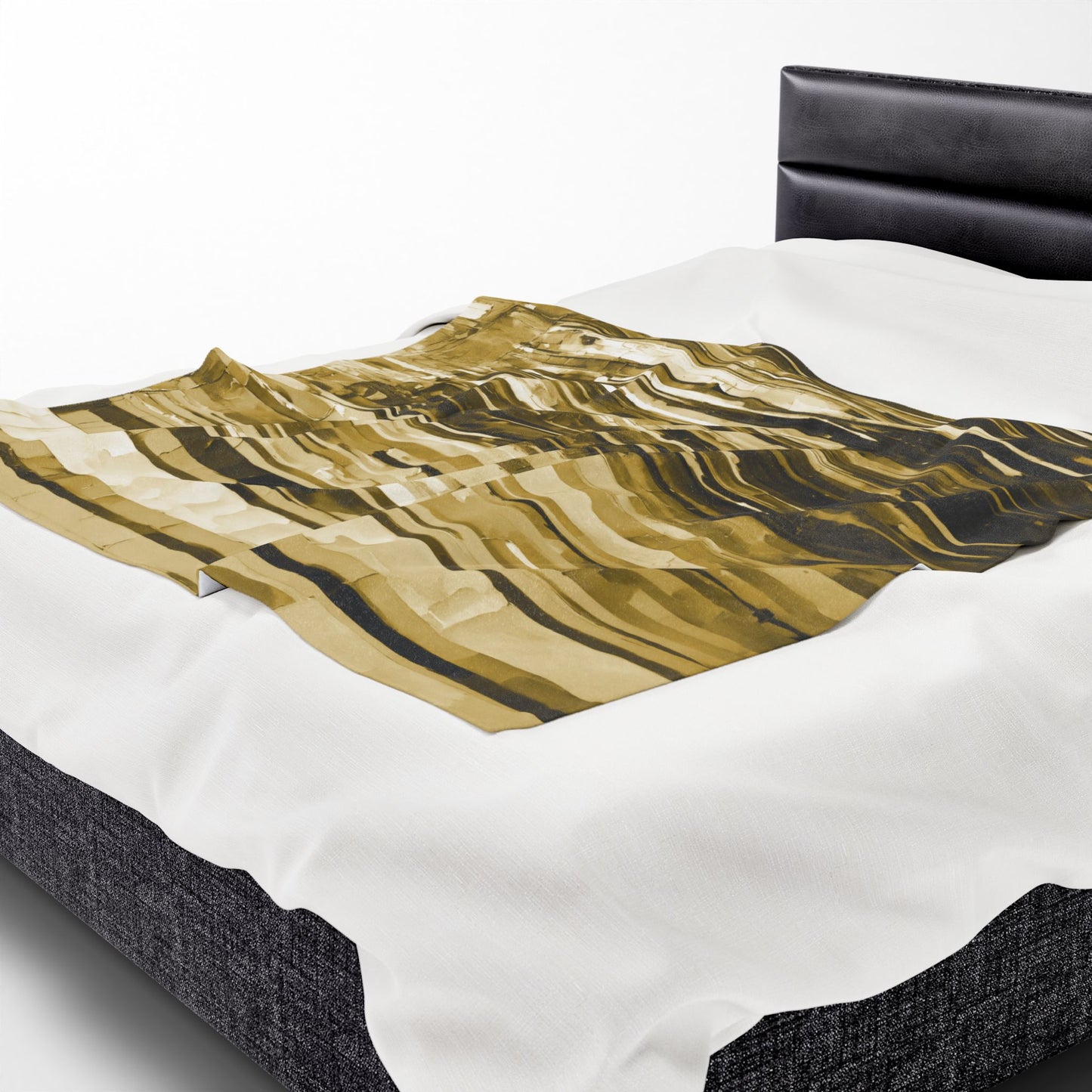 Striped Light Brown Velveteen Plush Blanket, 50" x 60"