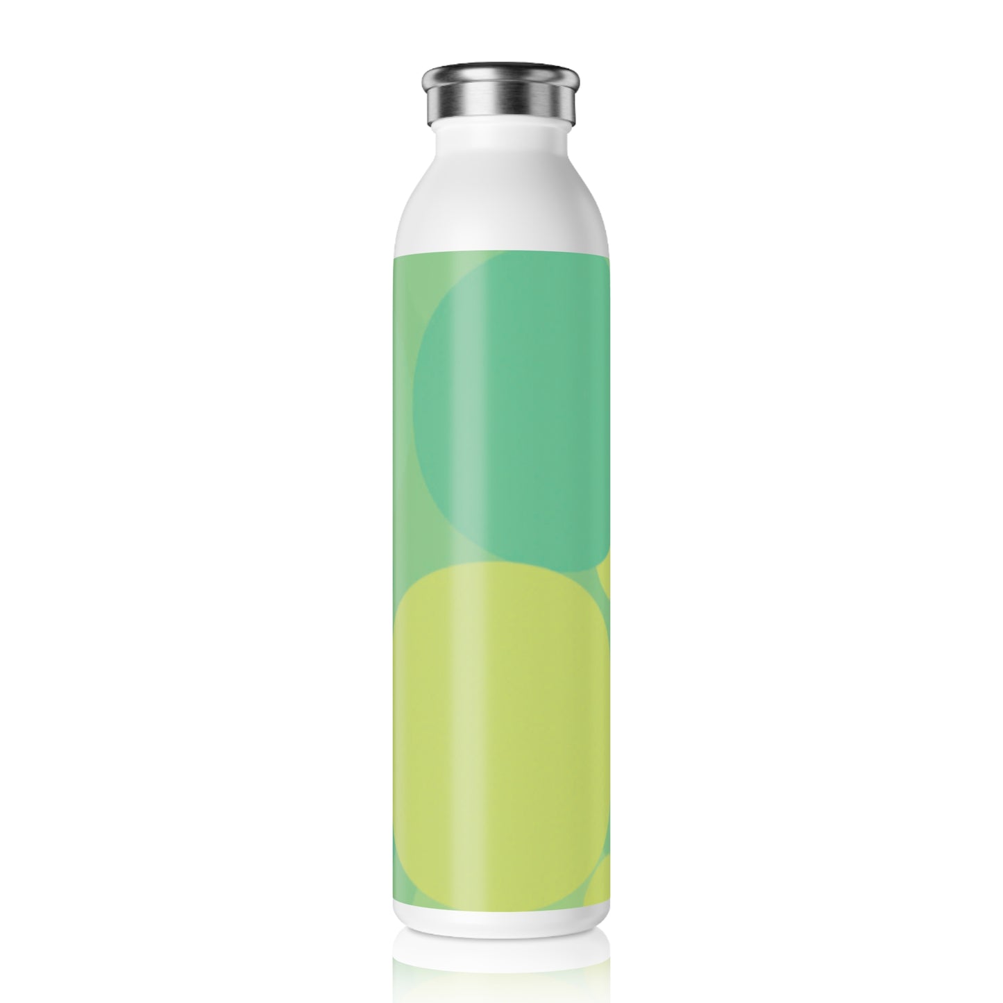 Pastel Green Patches Slim Water Bottle, 20 oz White