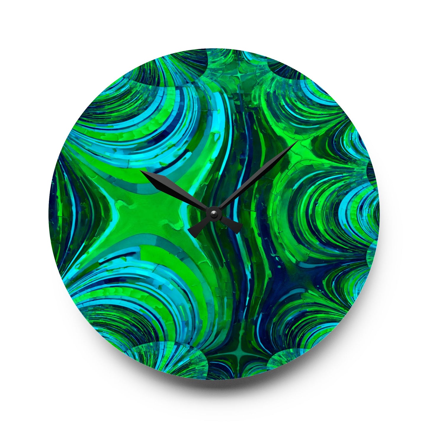 Uzi Spiral Blue Green Acrylic Wall Clock, Round or Square, 10.75" x 10.75"