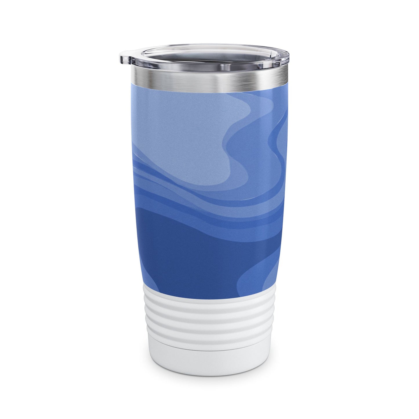 Deep Blue Wavey Ringneck Tumbler, 20oz in white, steel and black