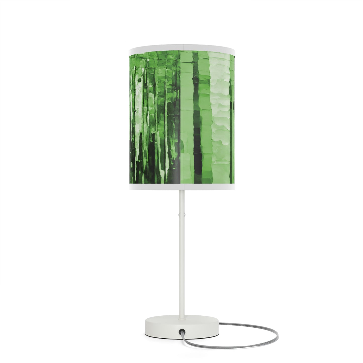 Striped Mint Pastel Table Lamp on a White or Silver Stand, US|CA plug