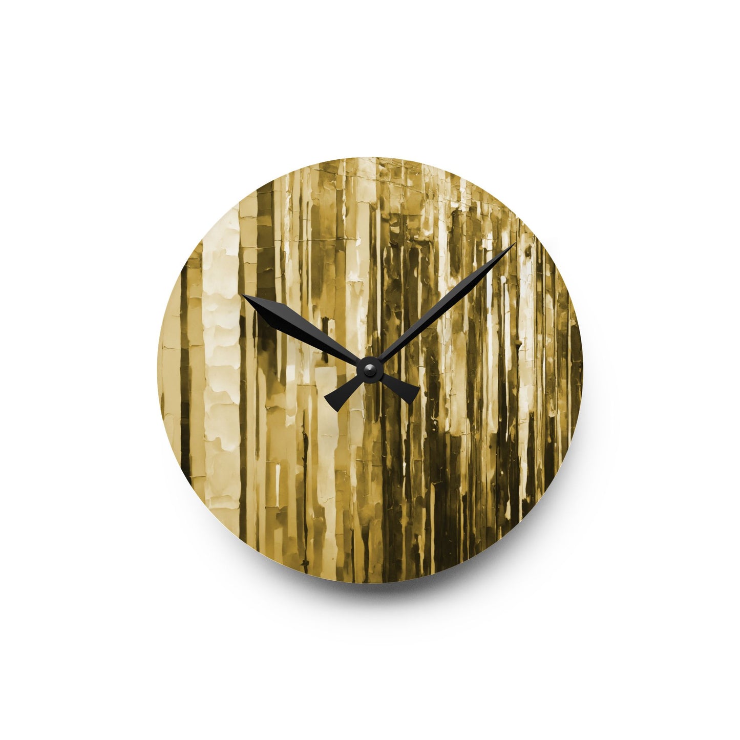 Striped Light Brown Acrylic Round Wall Clock, 8" x 8"