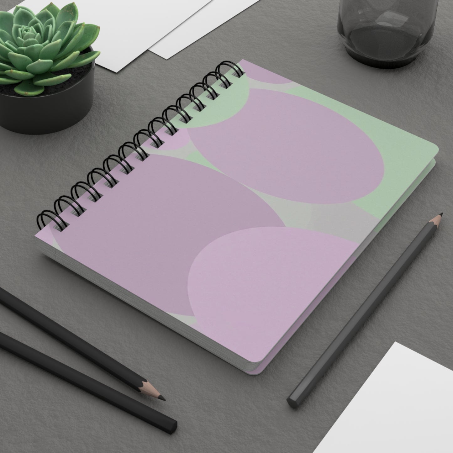 Pastel Lavender Purple and Soft Green Patches Spiral Bound Journal, 5" x 7" 150 pages