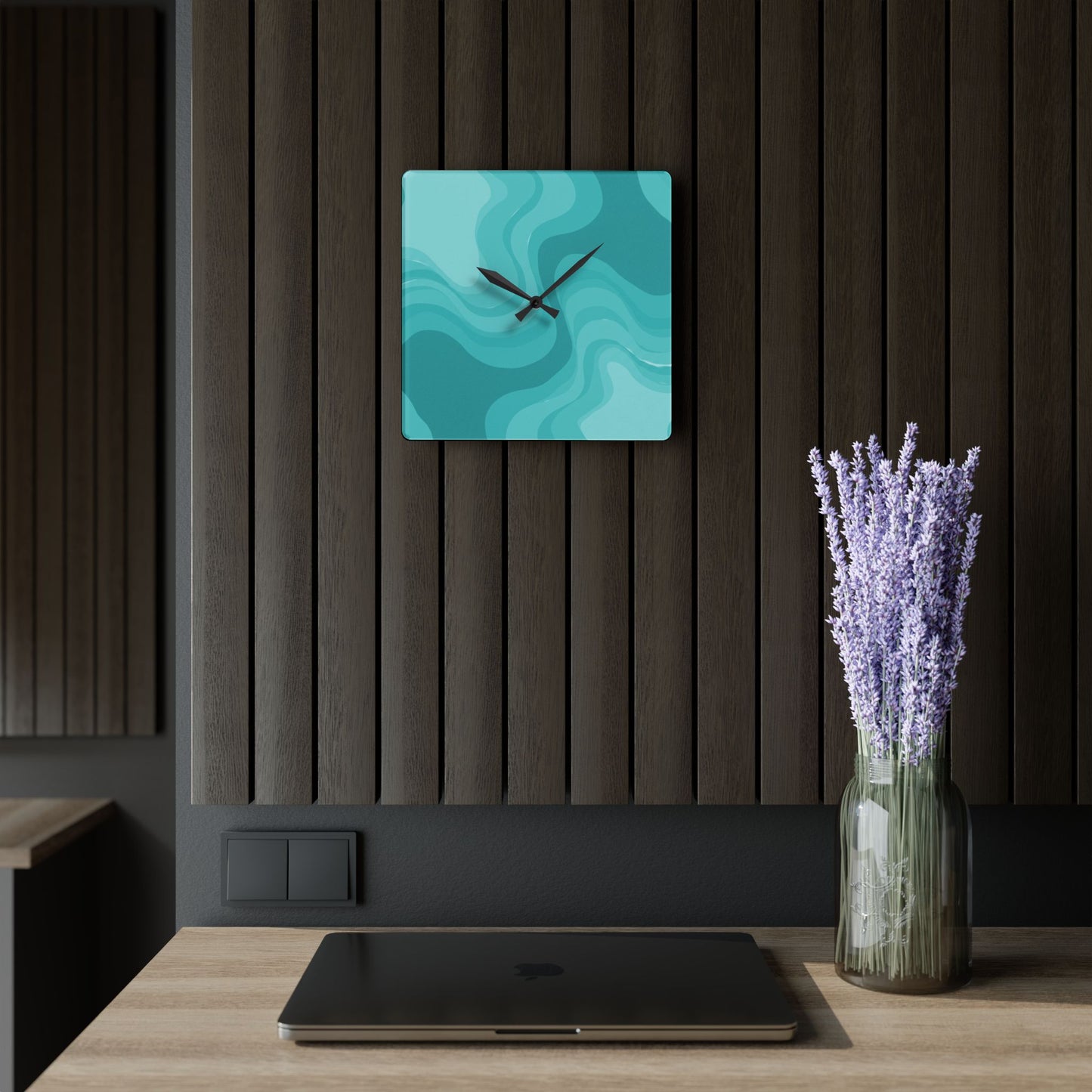 Tif Green Wavey 10.75" x 10.75" Round or Square Acrylic Wall Clock