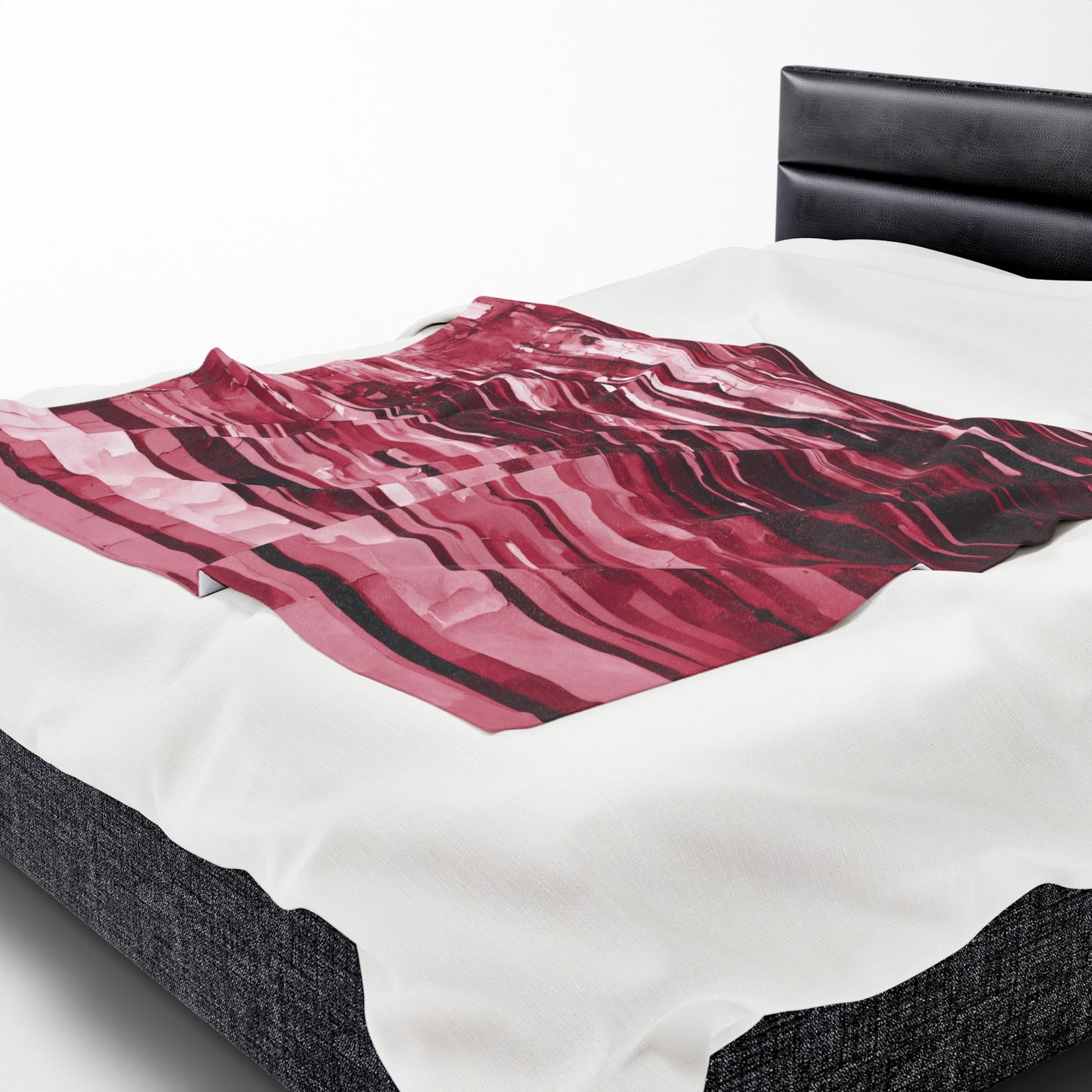 Striped Ruby Velveteen Plush Blanket, 50" x 60"