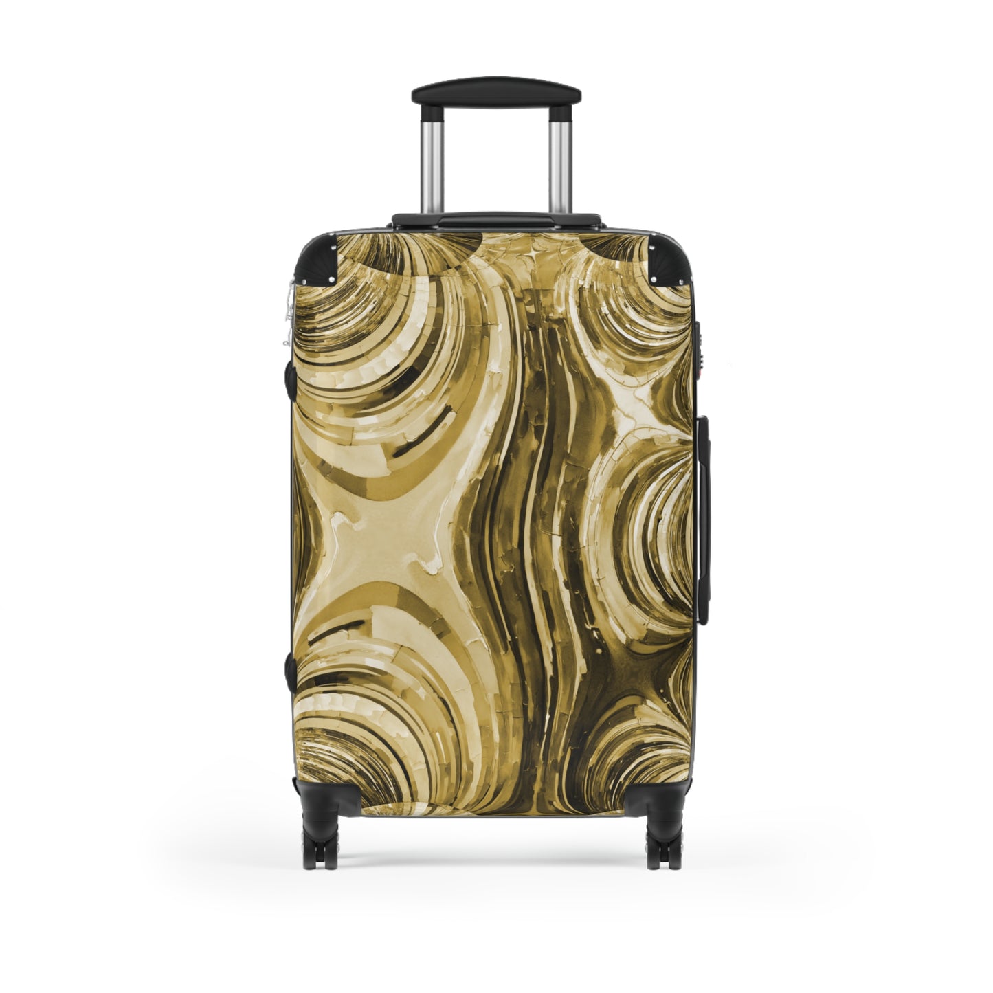 Uzi Spiral Light Brown Medium Suitcase with built in lock, 4 double-wheels, telescopic handle, and ABS back hard-shell