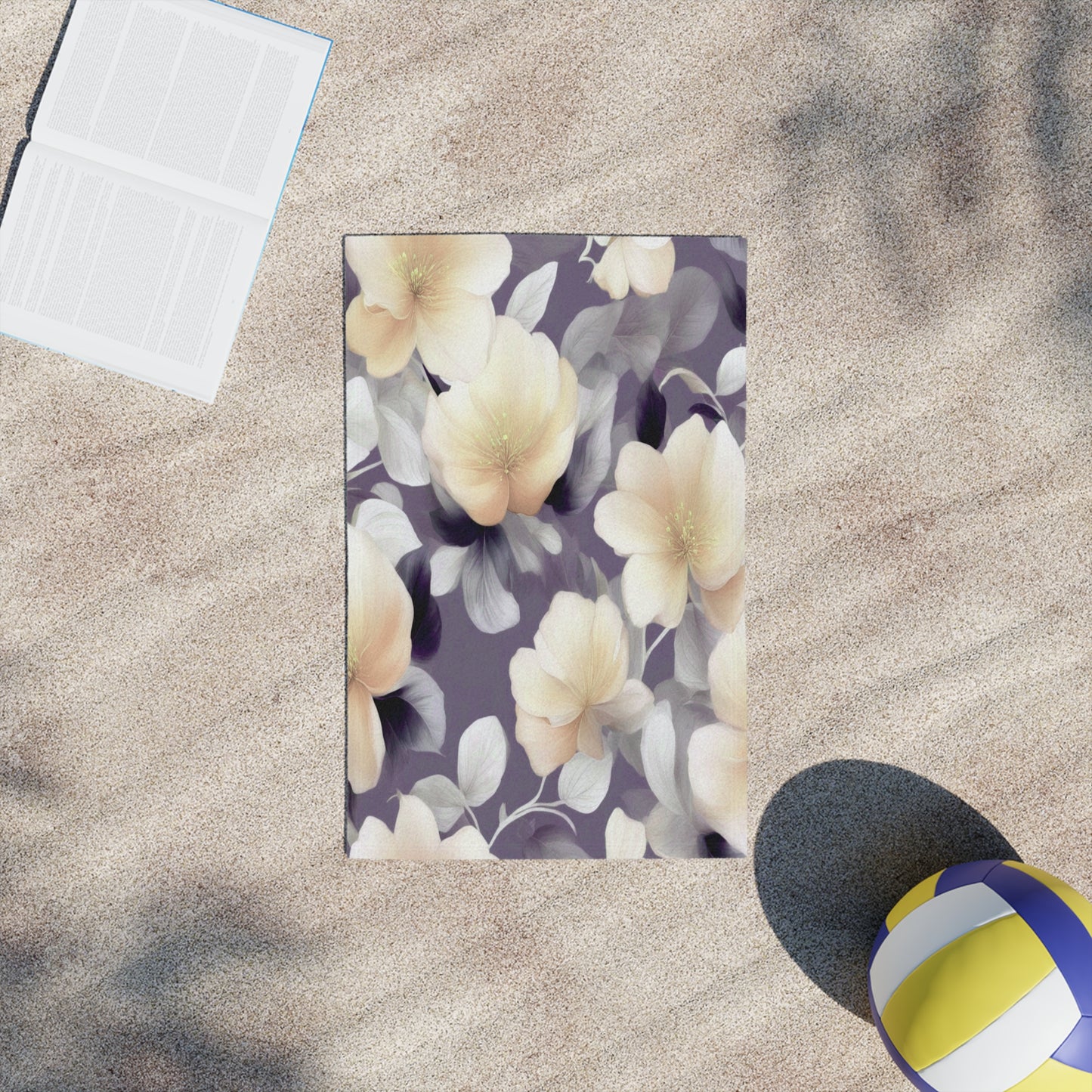 White Blush Floral Bunch Beach Towel, 18" x 27"