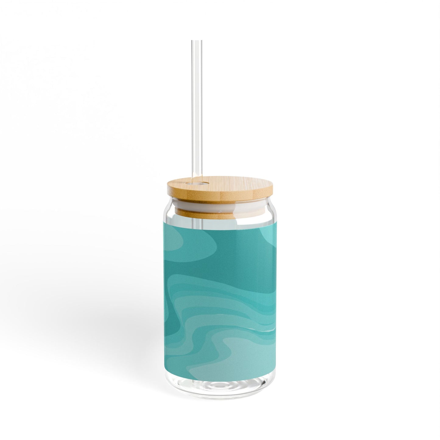 Tif Green Wavey Sipper Glass, 16oz