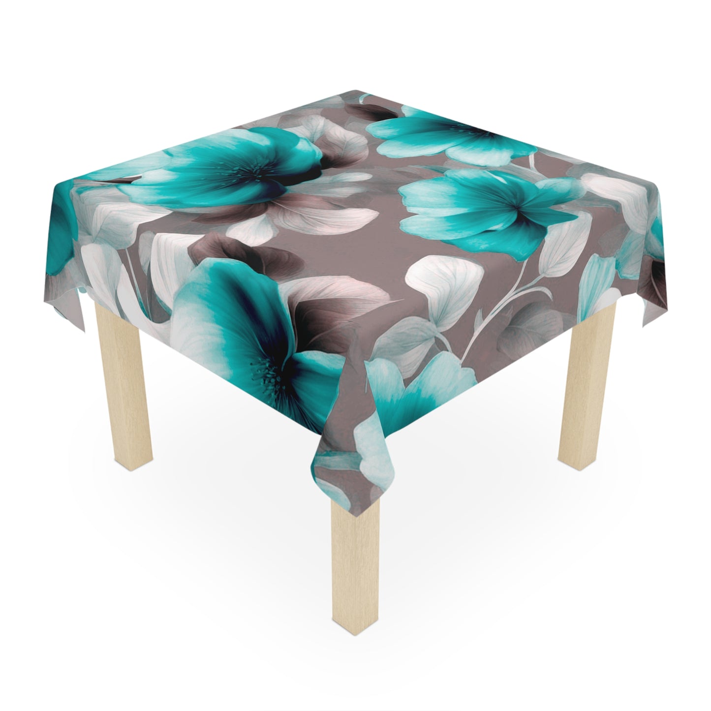 Tif Green Gray Floral Bunch Tablecloth, 55" x 55"