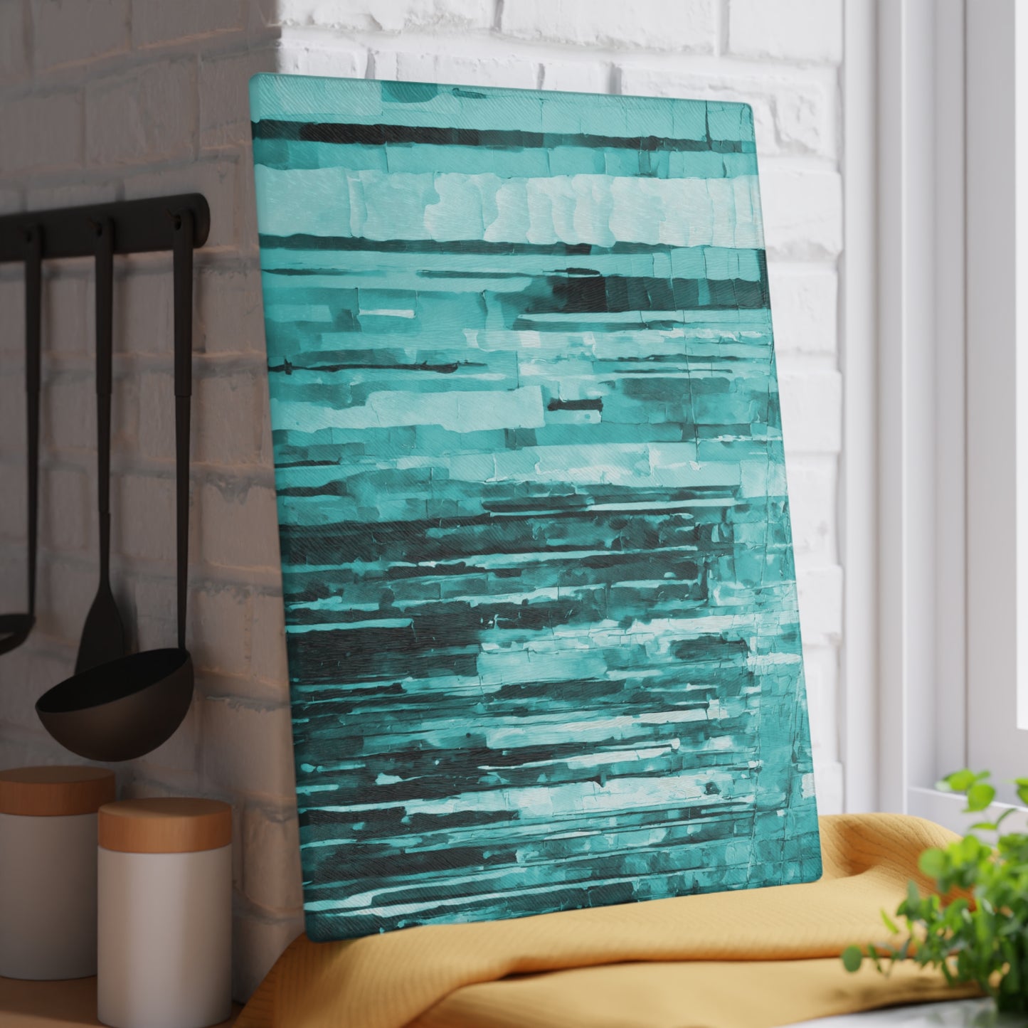 Striped Tif 11" x 15" Glass Cutting Board
