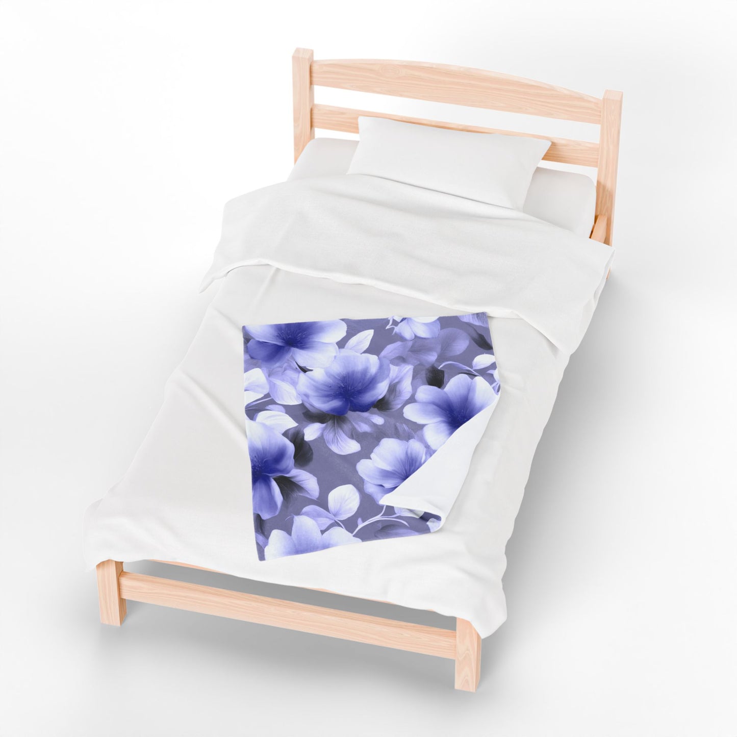 Indigo Blossom Floral Bunch Velveteen Plush Blanket, 30" x 40"