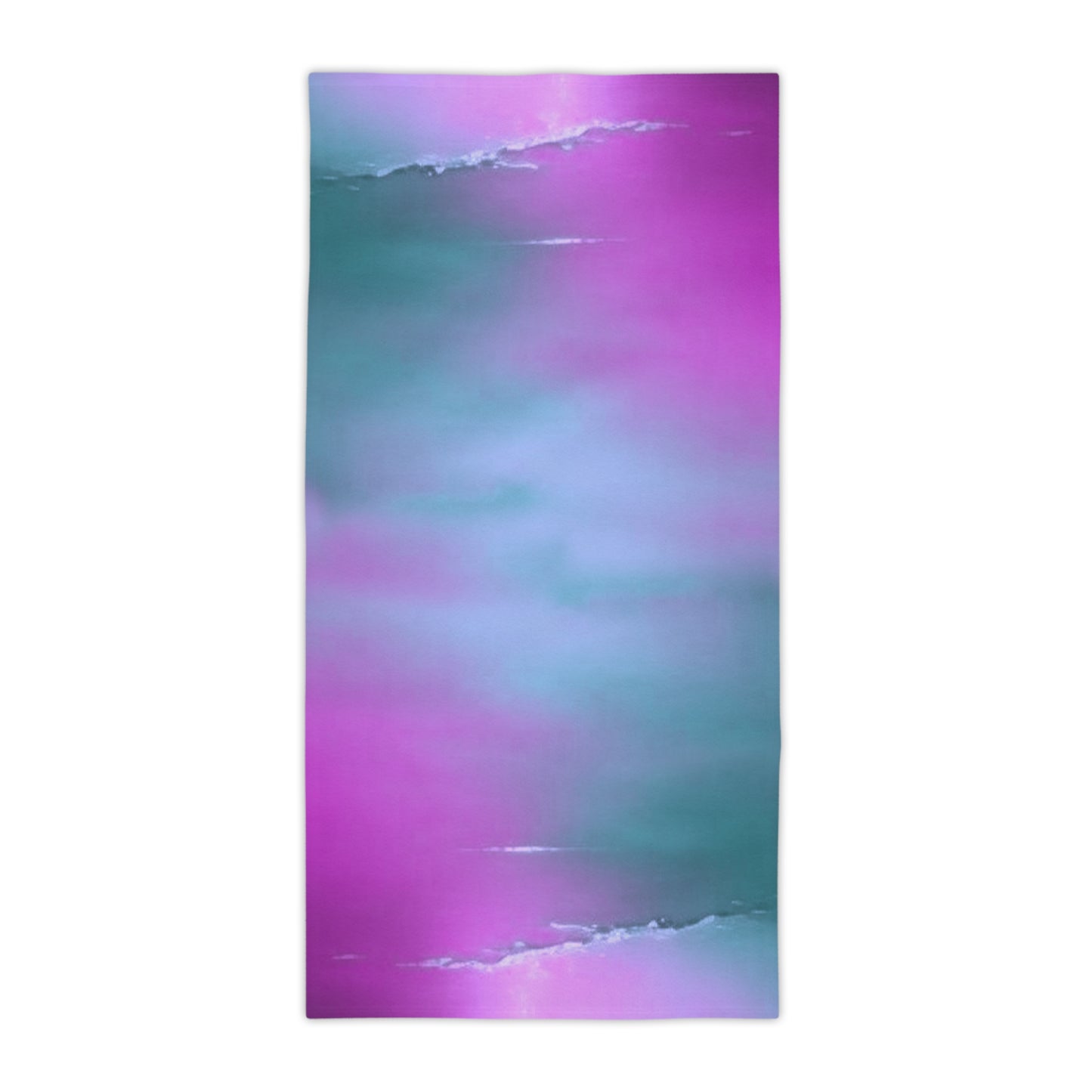 Dark Blue Green Sea Purple Fog Beach Towel, 30" x 60"