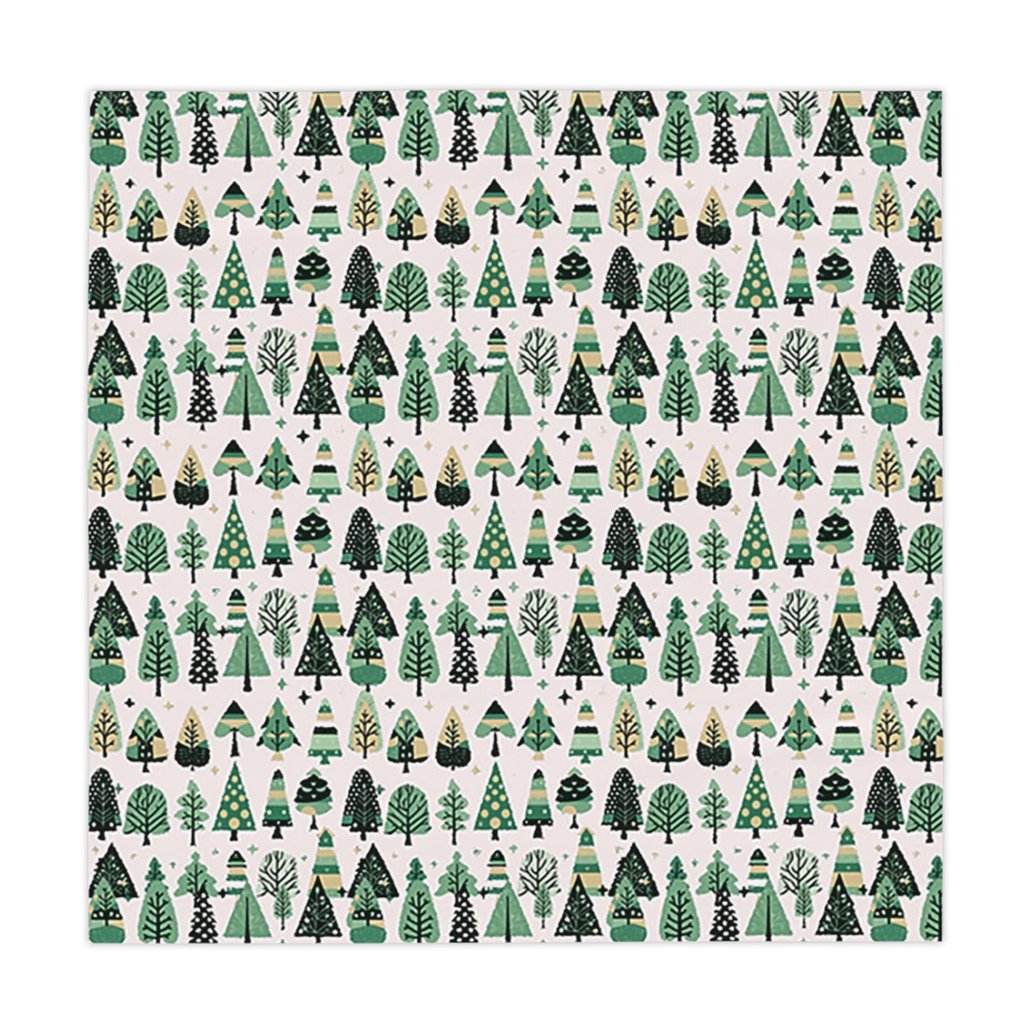 Mini Vintage Green Trees Tablecloth, 55" x 55"