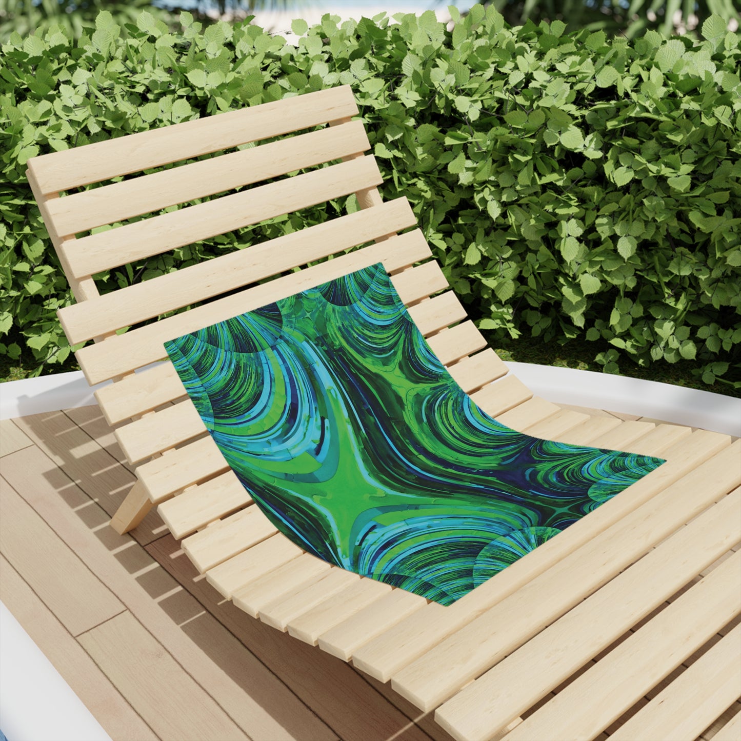 Uzi Spiral Blue Green Beach Towel, 18" x 27"