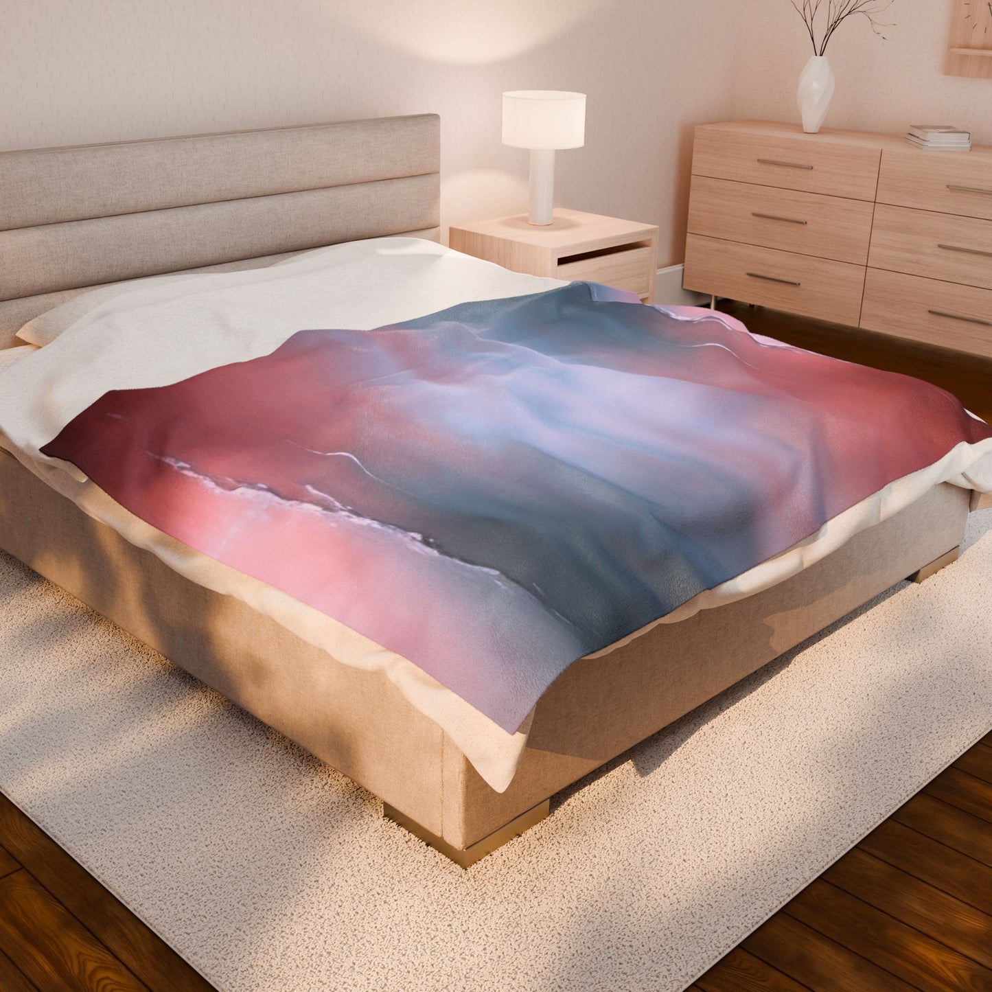 Gray Sea Pink Fog Velveteen Plush Blanket, 60" x 80"