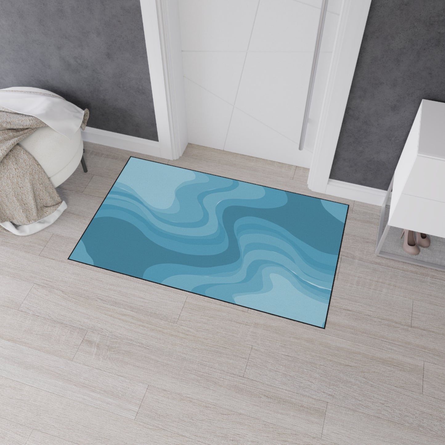 Sky Blue Wavey 36" x 60" Heavy Duty Floor Mat