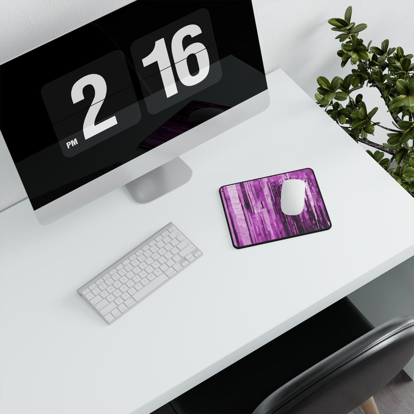 Striped Powder Lavender Non-Slip Gaming Mouse Pad, 9.5" X 8" Rectangle