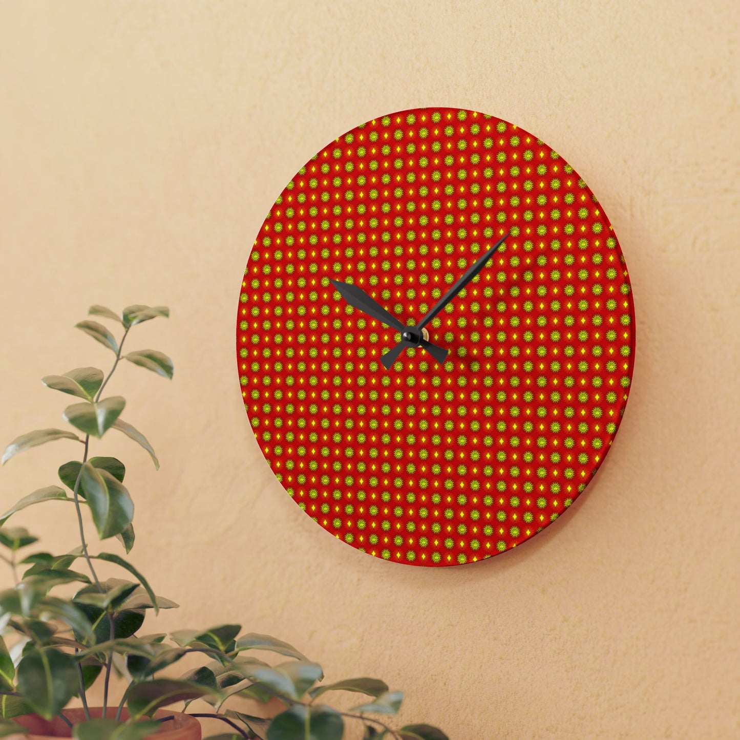 Late Evening Star-crossed Bodies Acrylic Wall Clock, Round or Square, 10.75" x 10.75"