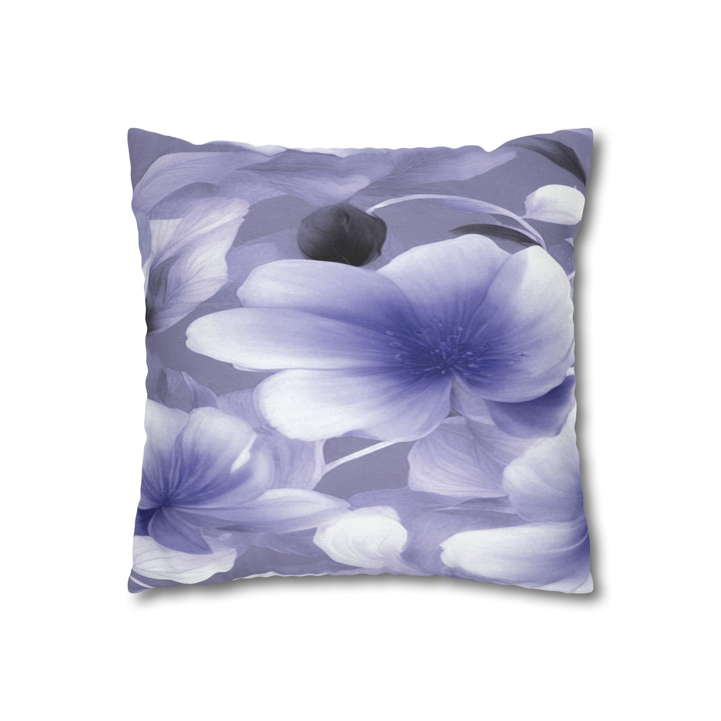 Indigo Blossom Floral Bunch Spun Polyester Square Pillowcase, 14" x 14"