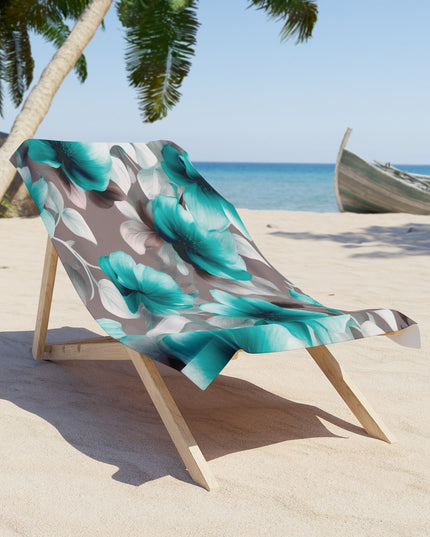 Tif Green Gray Floral Bunch 30" x 60" Beach Towel