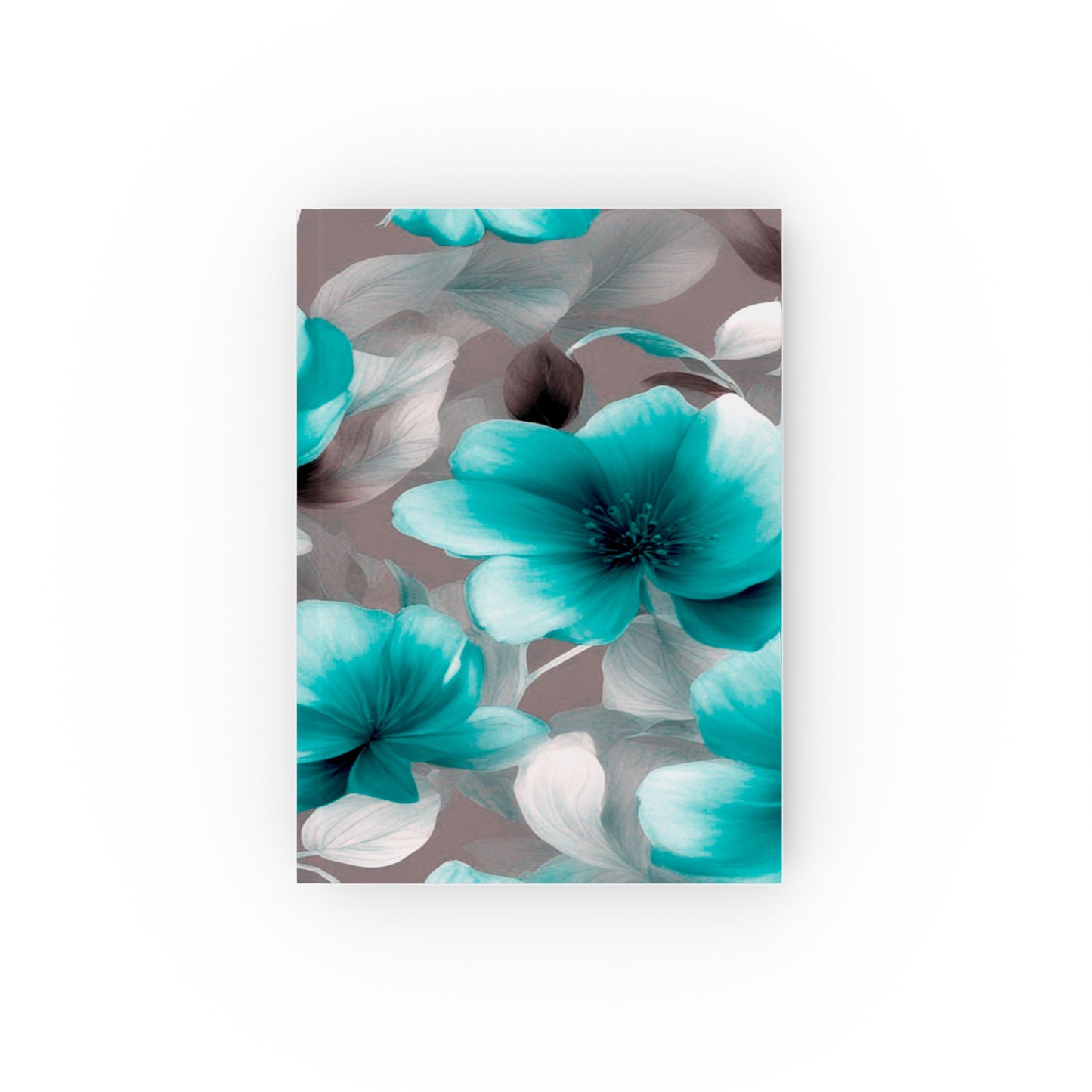 Tif Green Gray Floral Bunch Hard Backed Journal with 128 blank pages, 5.2" x 7.4"