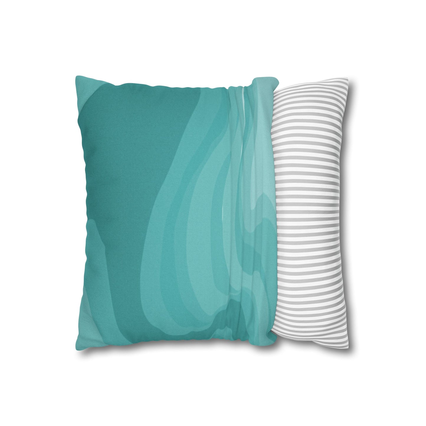 Tif Green Wavey Spun Polyester Square Pillowcase, 14" x 14"