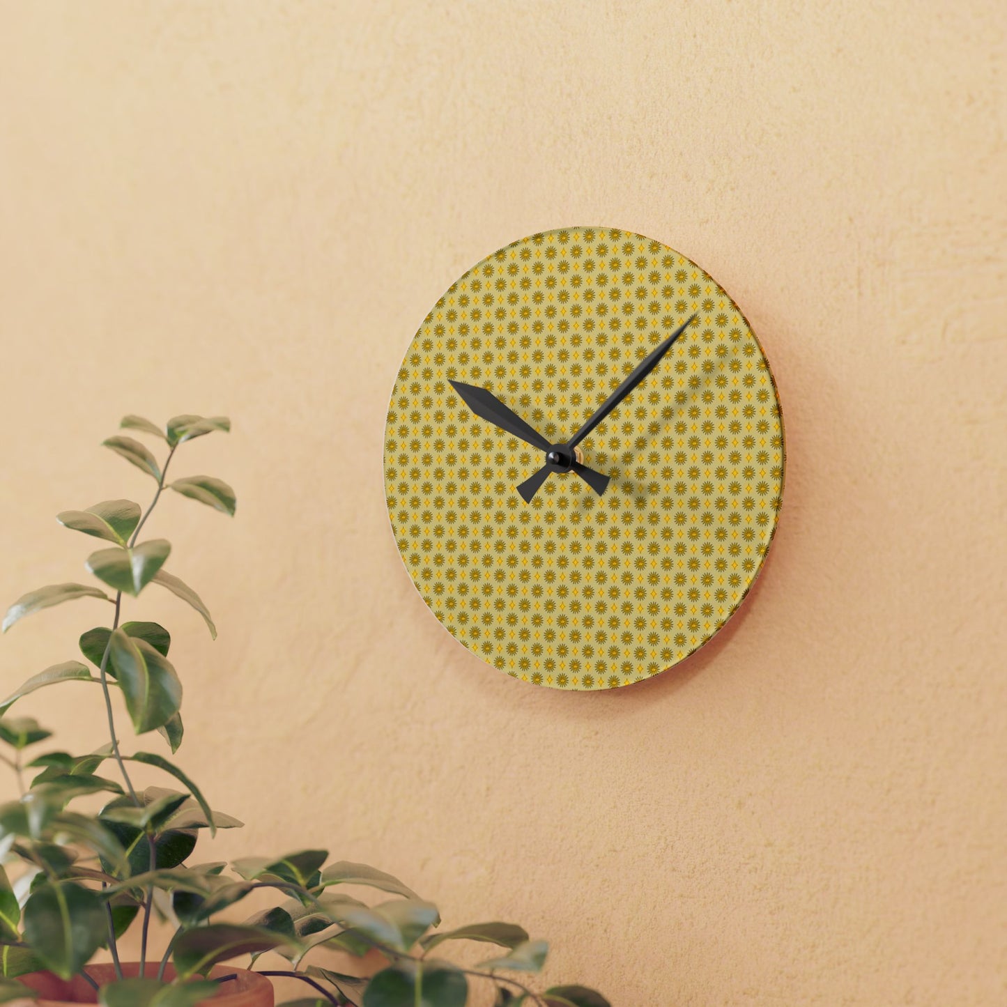 Lemongrass Star-crossed Bodies Acrylic Round Wall Clock, 8" x 8"