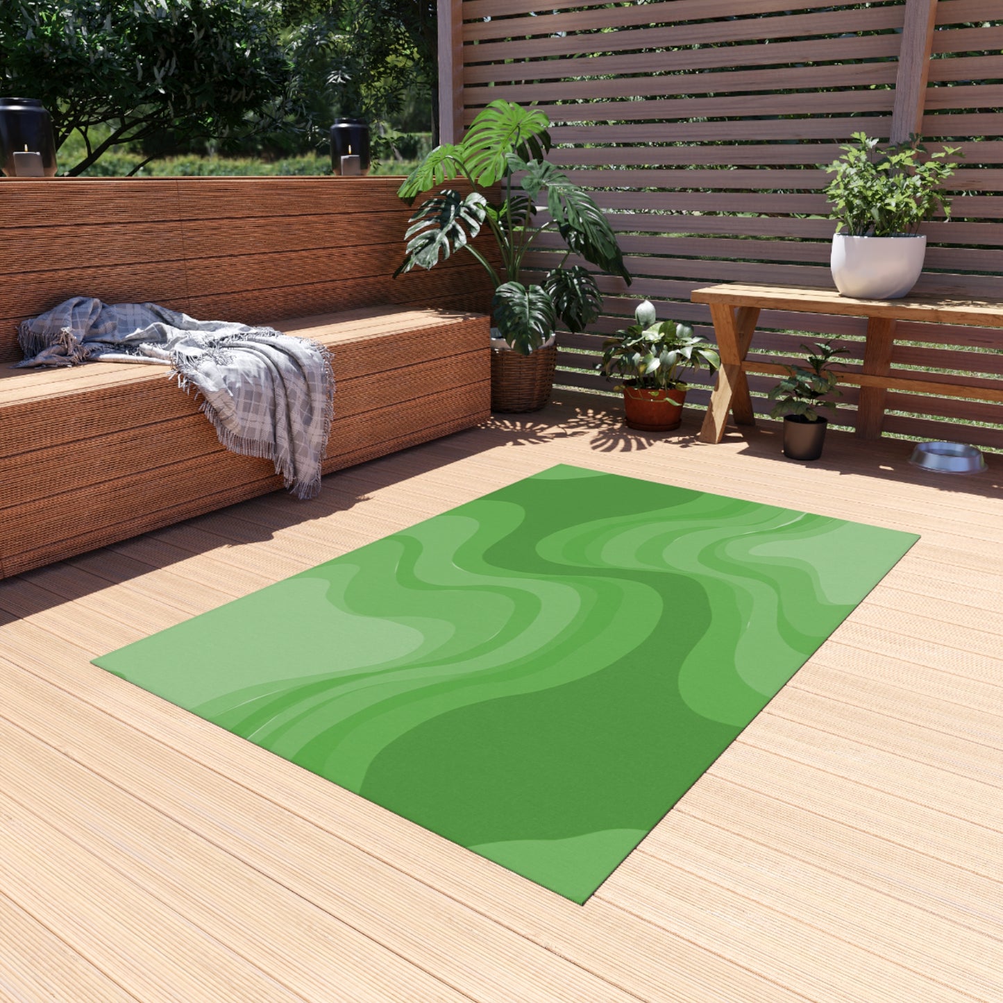 Greenie Meanie Wavey 48" x 72" Outdoor Rug