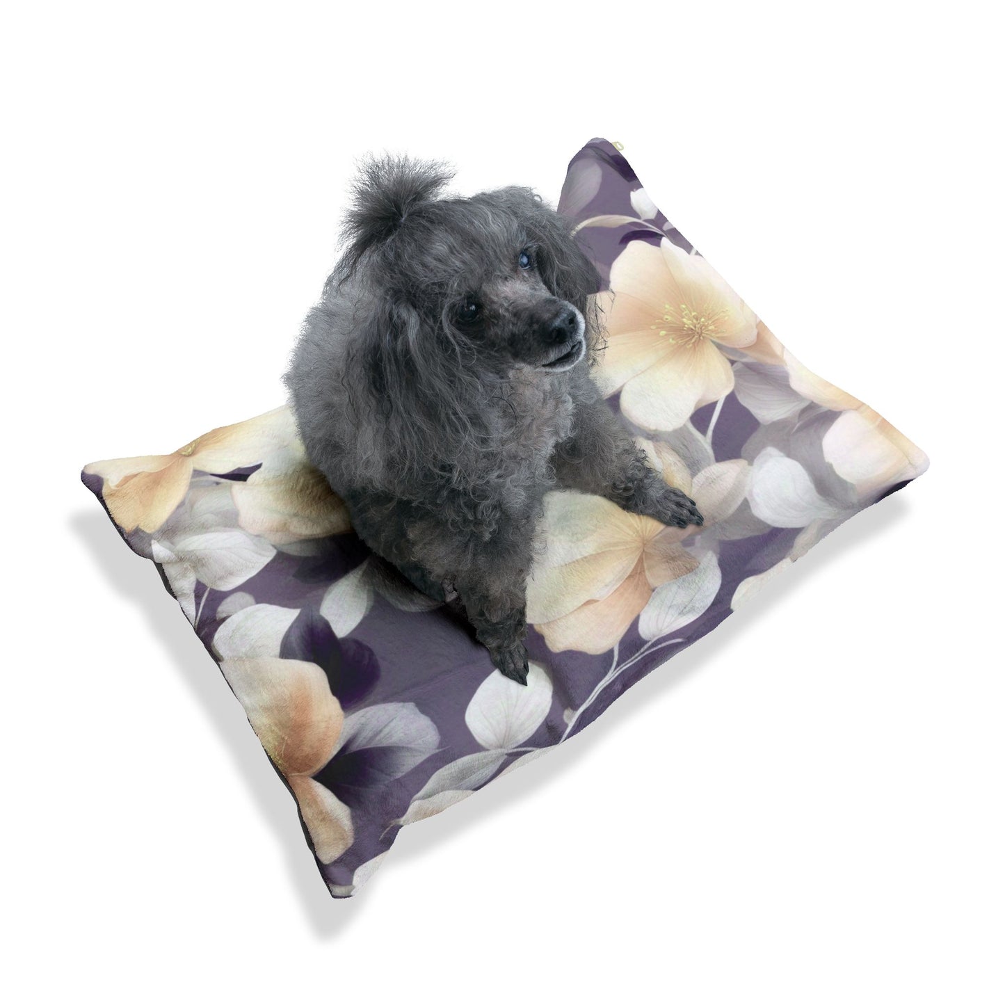 White Blush Floral Bunch Pet Bed, 28" × 18"