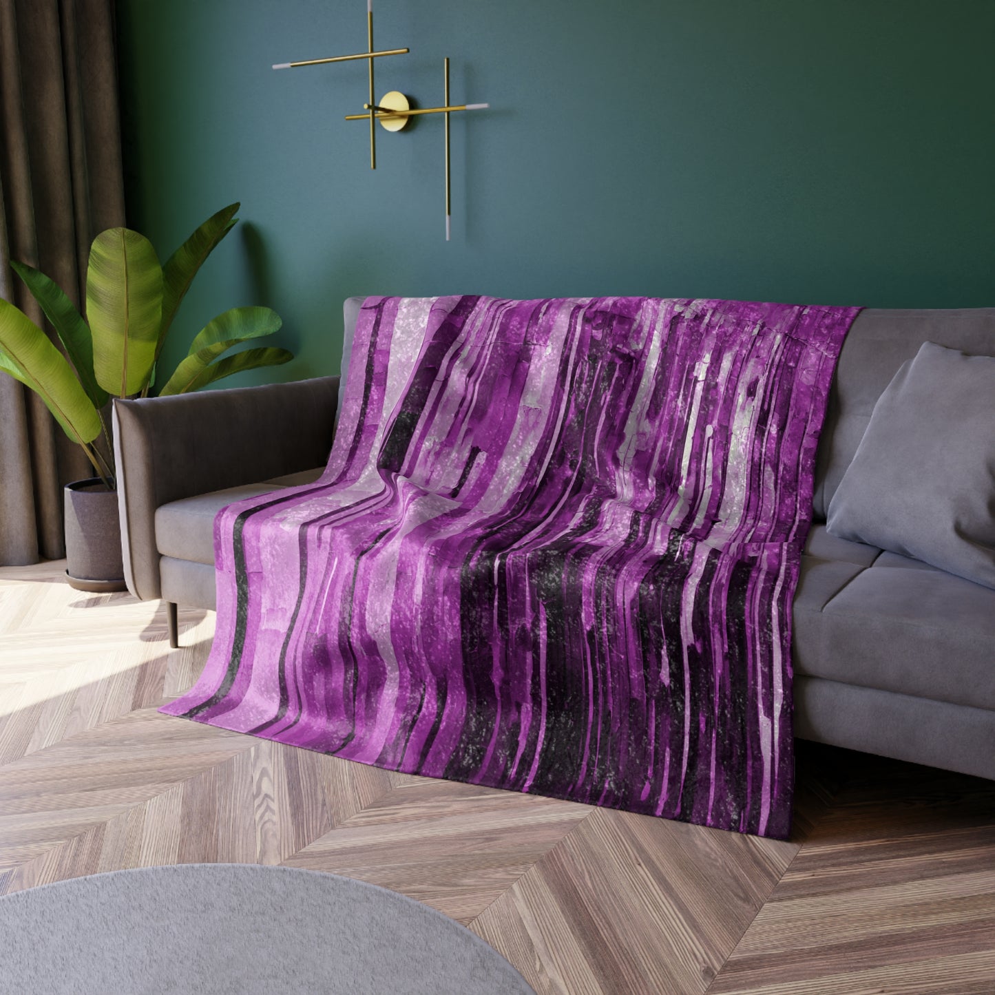 Striped Powder Lavender 50" x 60" Crushed Velvet Blanket