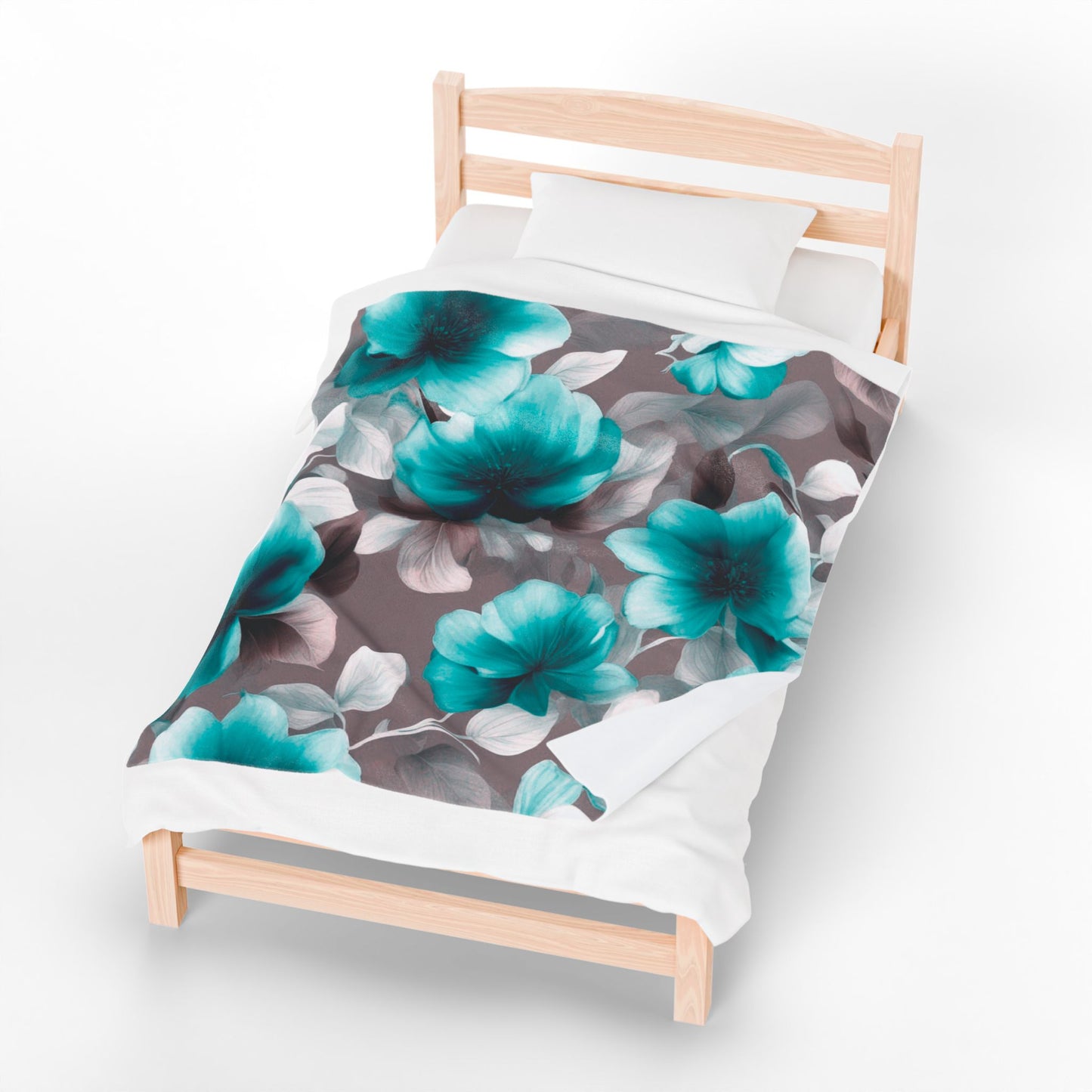 Tif Green Gray Floral Bunch Velveteen Plush Blanket, 50" x 60"