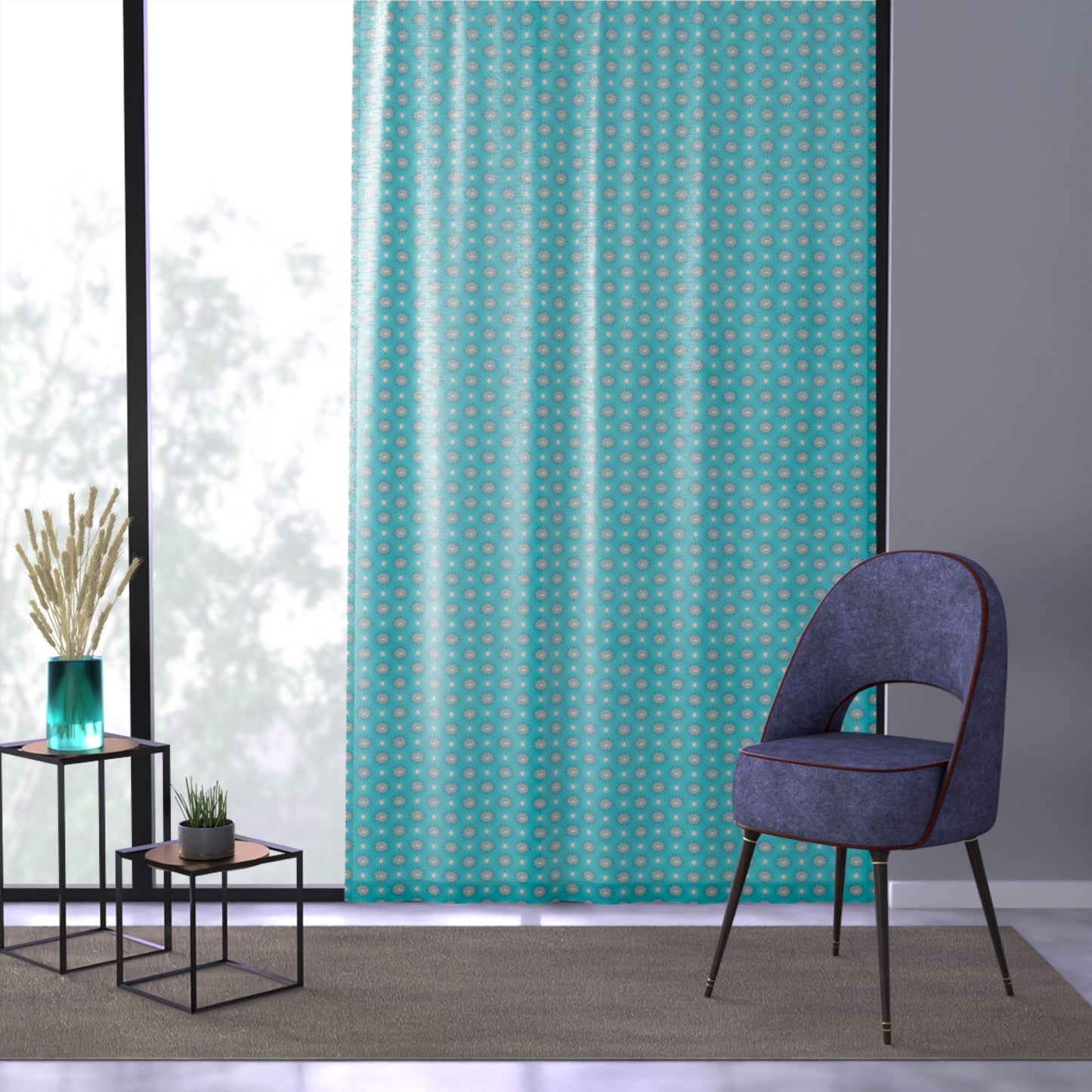 Tif Green Star-crossed Bodies Sheer Window Curtain, 50" x 84", partially transparent