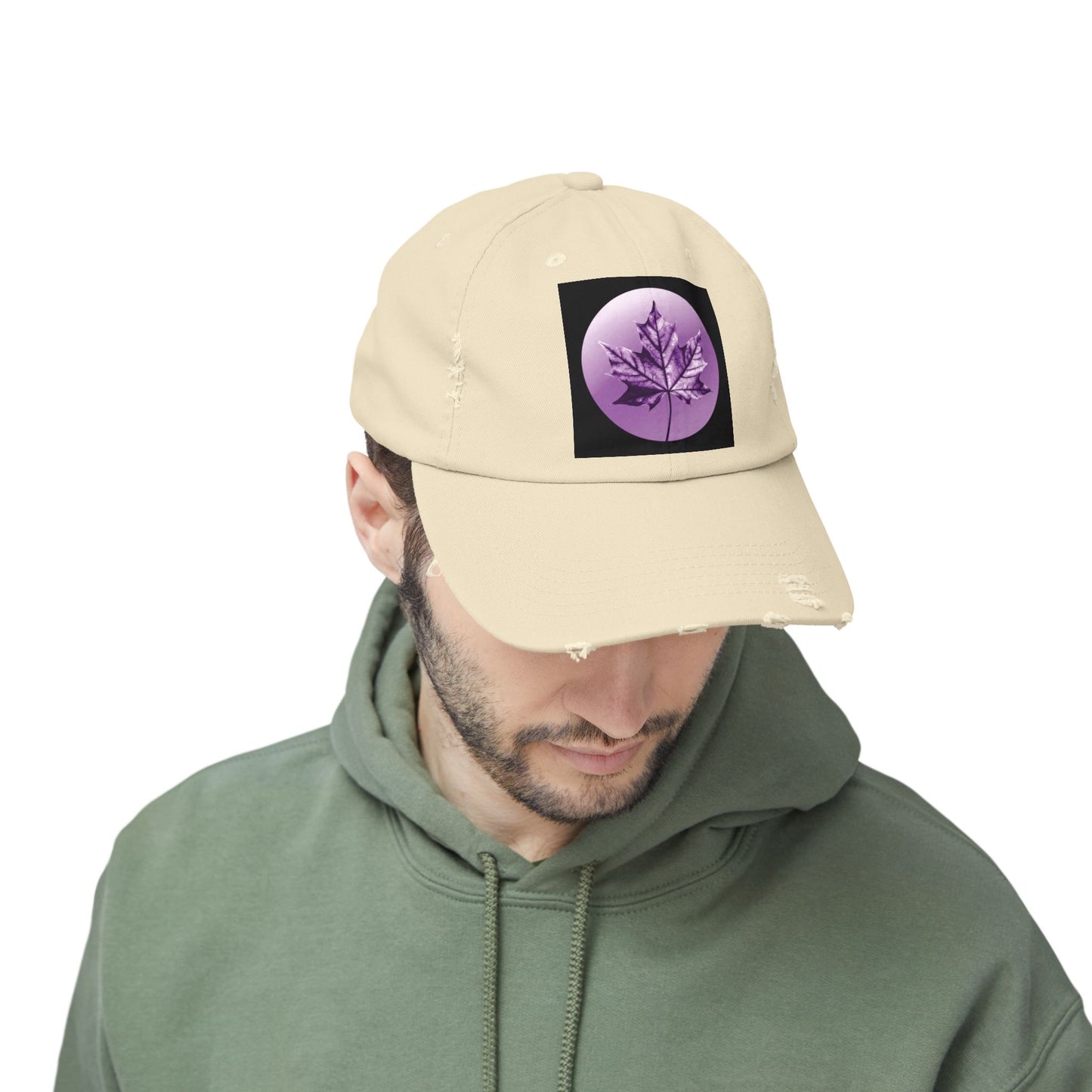 Purple Maple Leaf Unisex Distressed Cap
