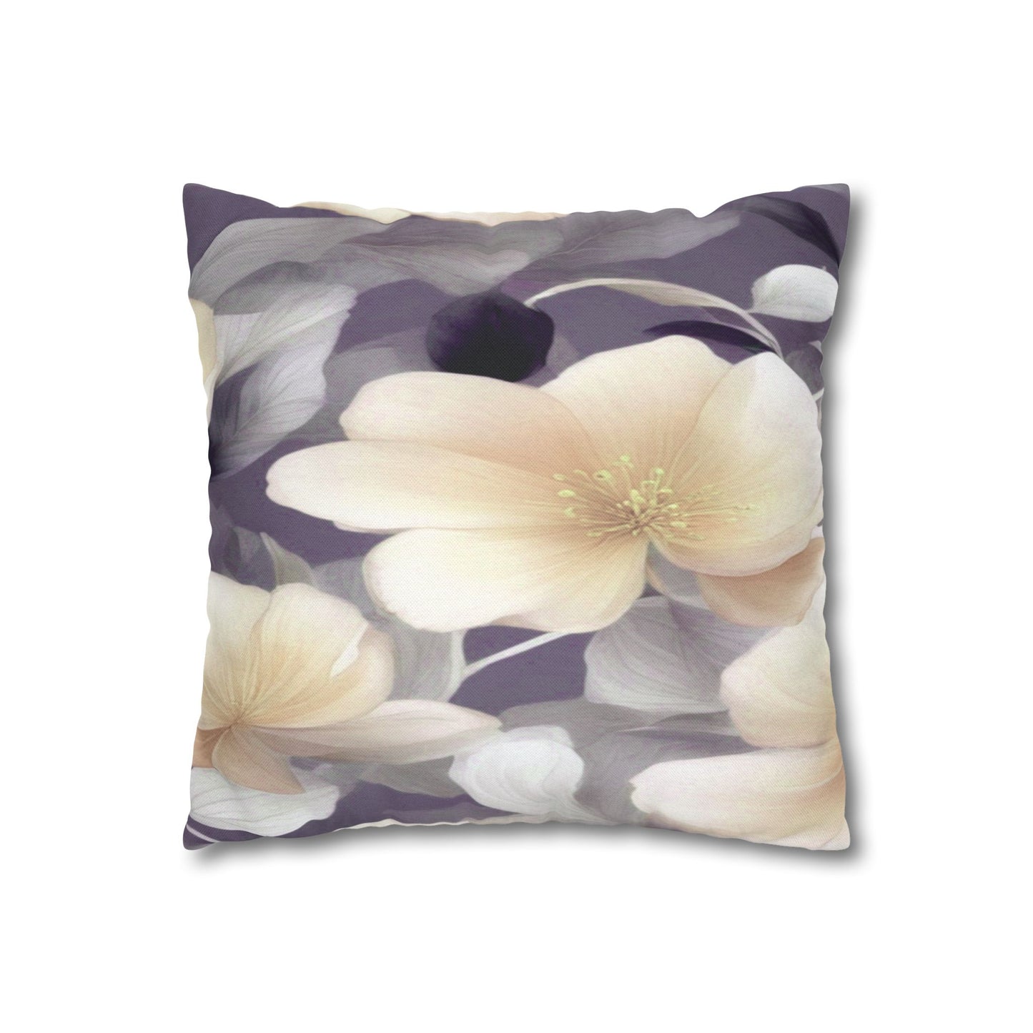 White Blush Floral Bunch Spun Polyester Square Pillowcase, 14" x 14"