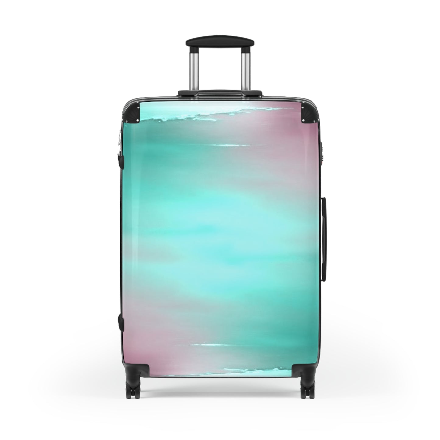 Green Sea Lavender Fog Large Suitcase with built in lock, 4 double-wheels, telescopic handle, and ABS back hard-shell