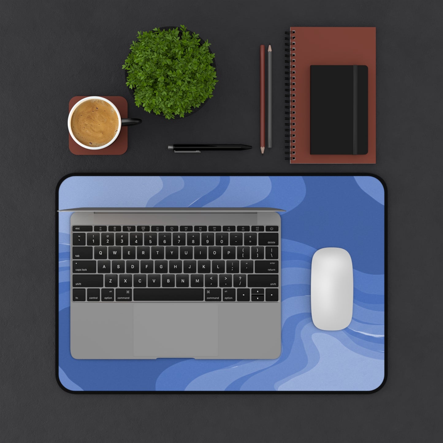 Deep Blue Wavey 12" x 18" Desk Mat