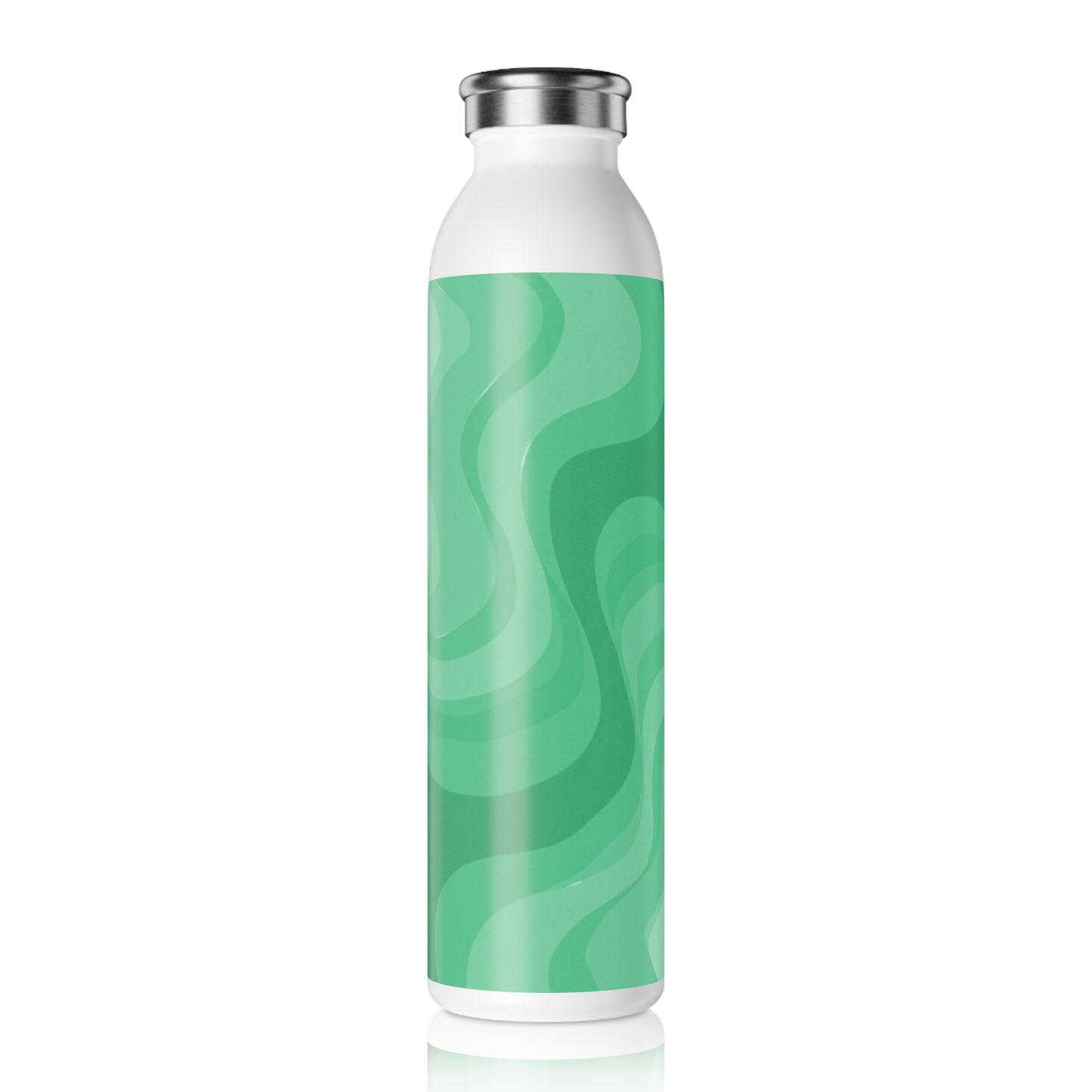Mint Green Wavey Slim Water Bottle, 20 oz White