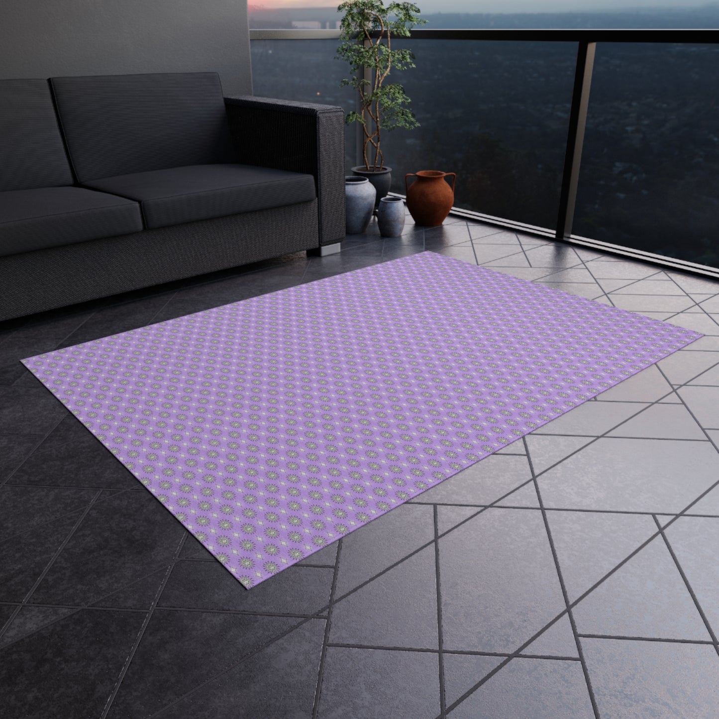 Lavender Star-crossed Bodies Outdoor Rug, 60" x 84"